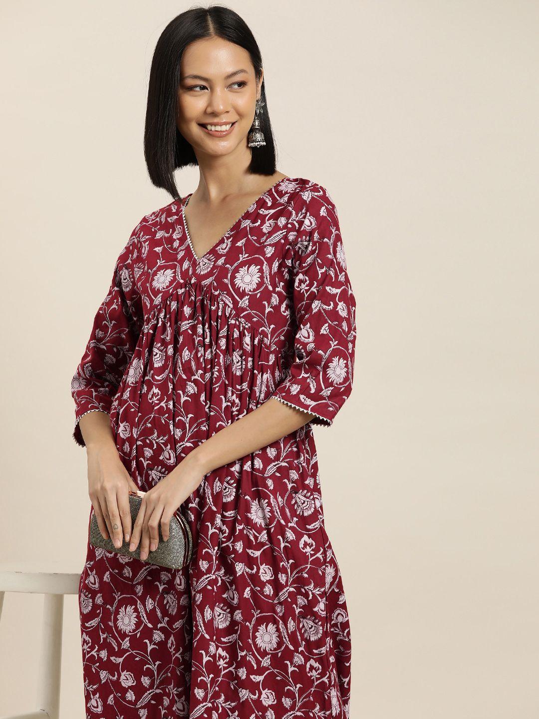 here&now floral printed empire kurta