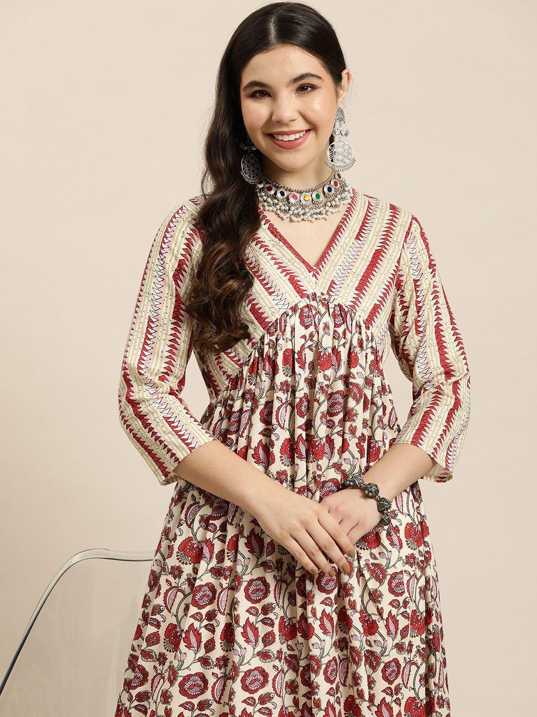 here&now floral printed empire kurta