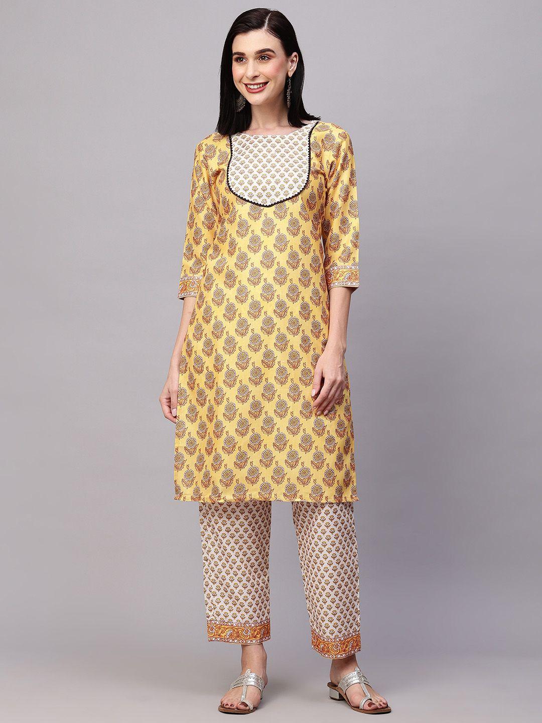 here&now floral printed gotta patti kurta with trousers