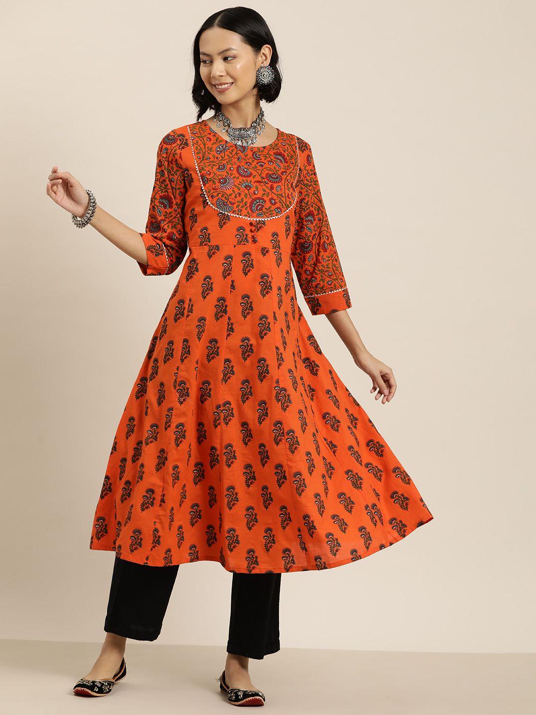 here&now floral printed gotta patti kurta