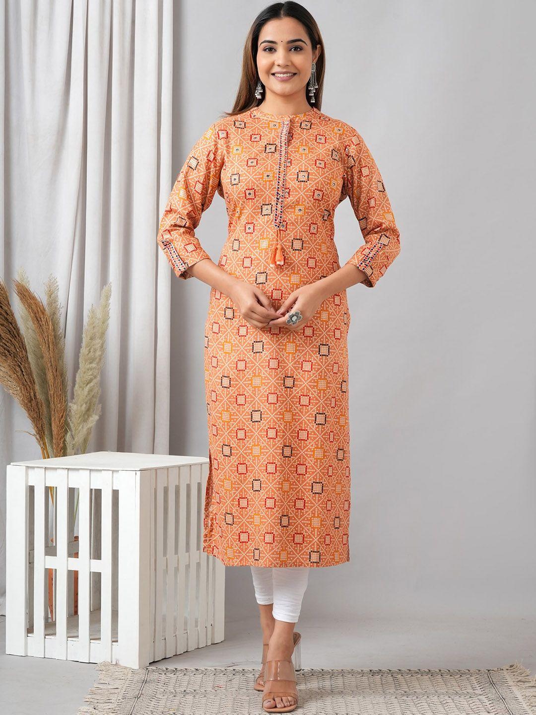 here&now floral printed mandarin collar floral liva kurta