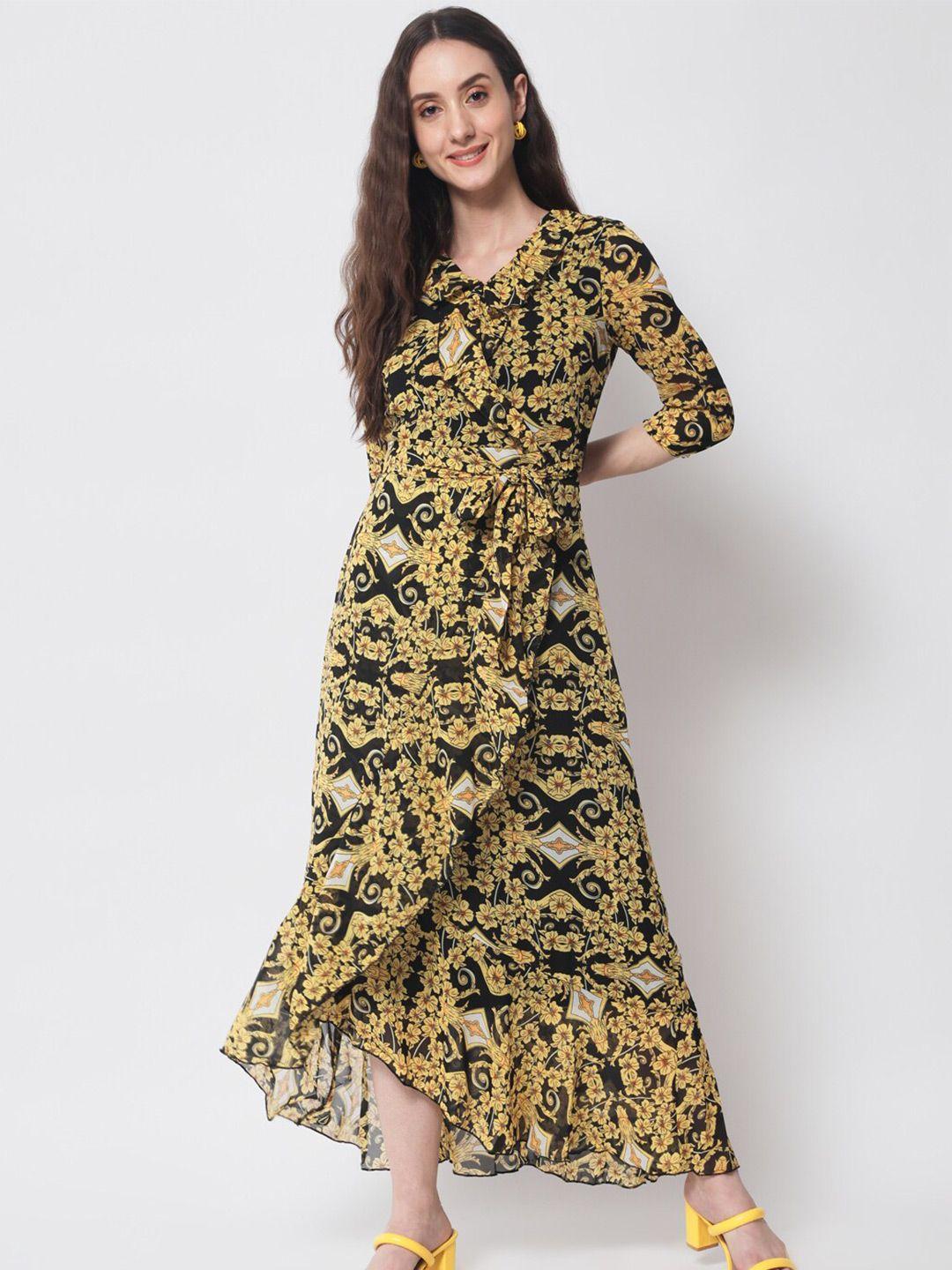 here&now floral printed mini wrap dress