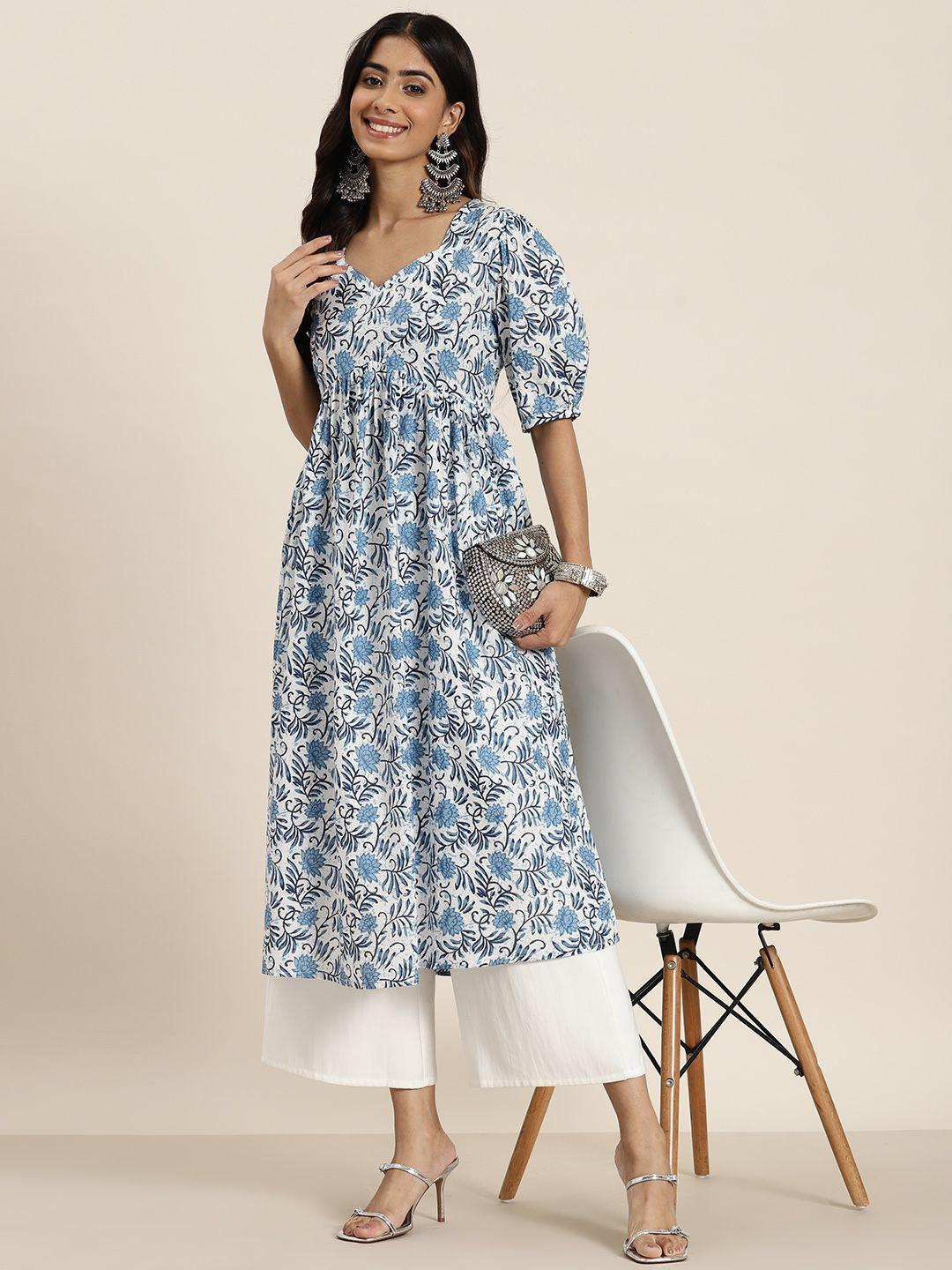 here&now floral printed pure cotton empire kurta