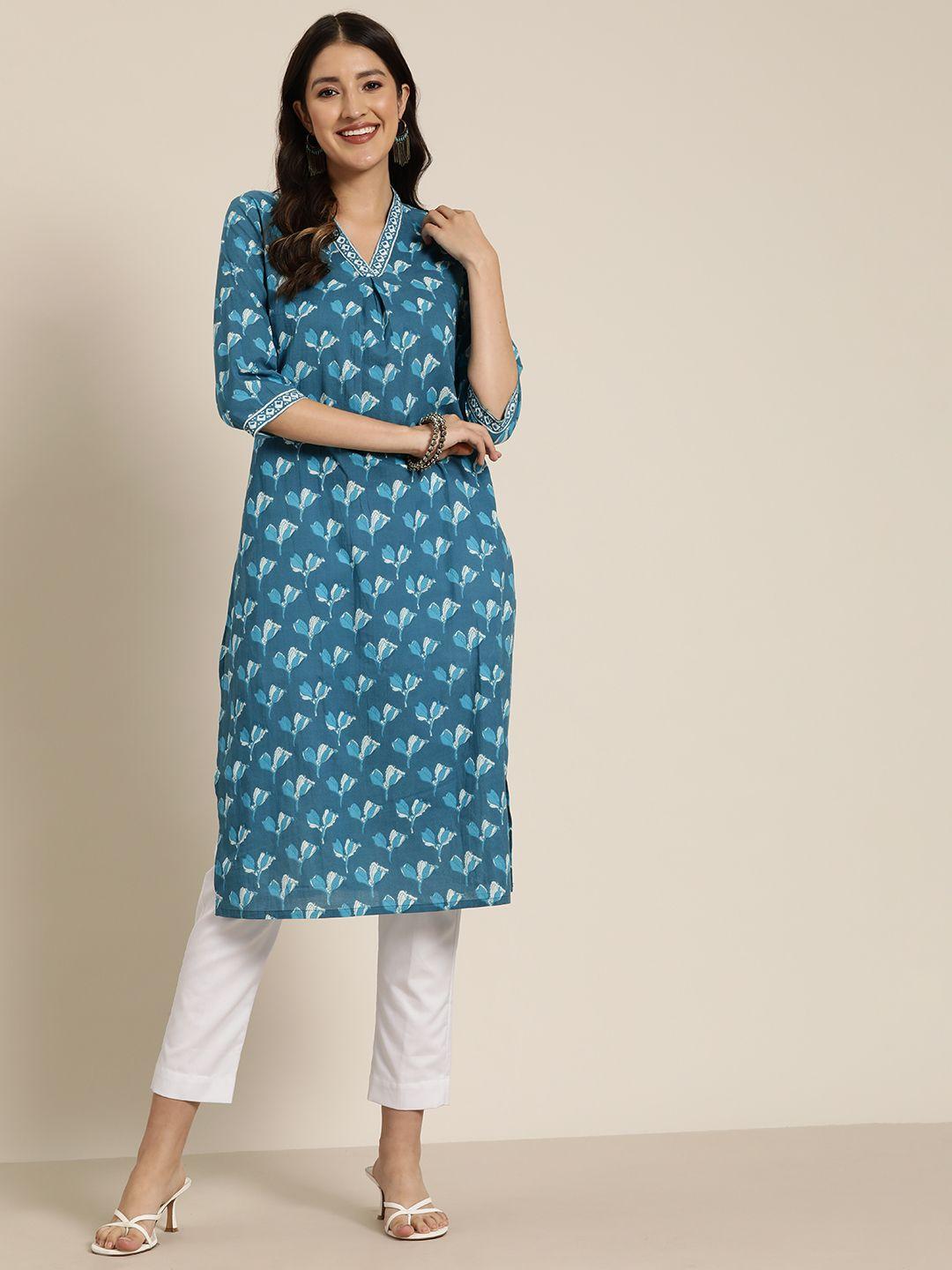 here&now floral printed pure cotton kurta