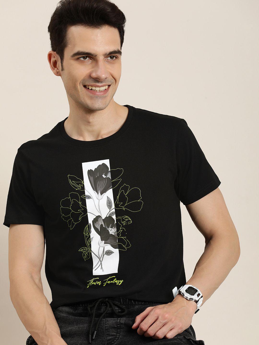 here&now floral printed pure cotton t-shirt
