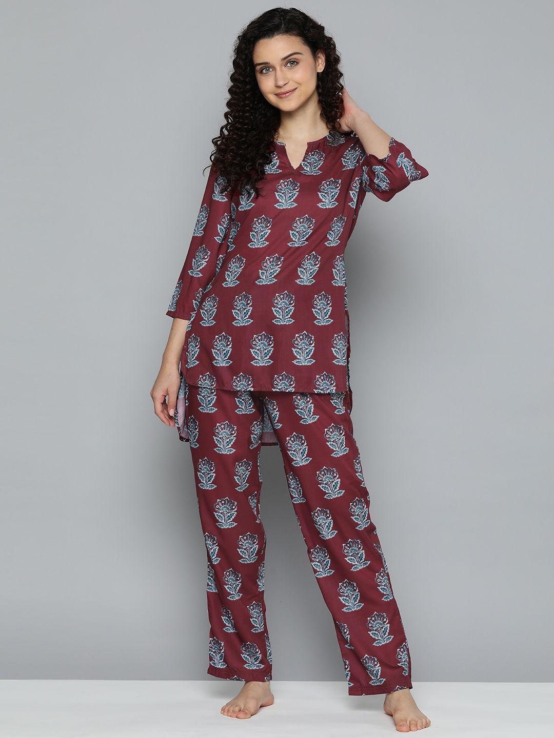 here&now floral printed pyjama set