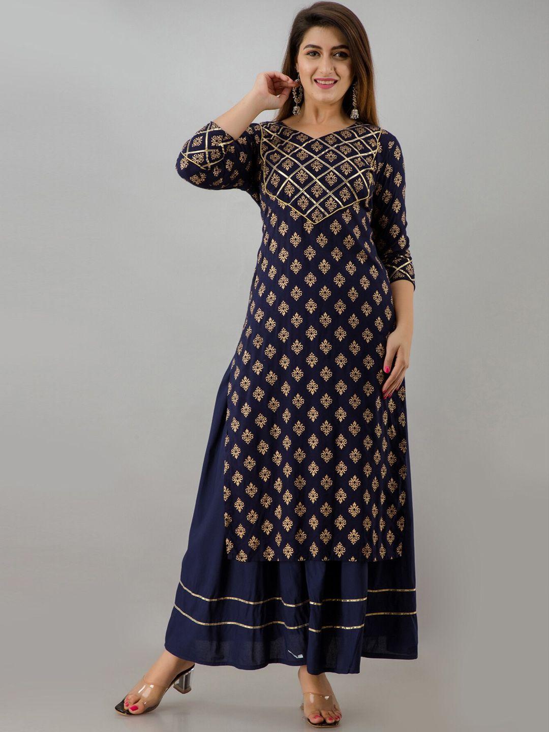 here&now floral printed regular kurta with palazzos