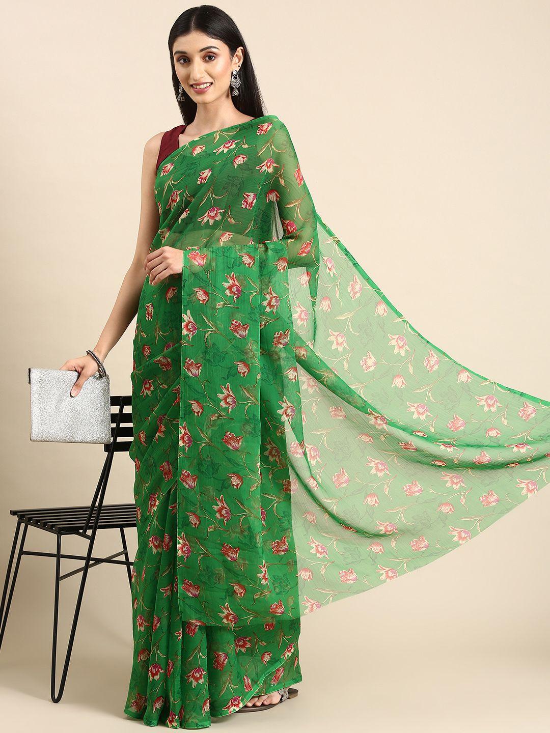 here&now floral pure chiffon saree