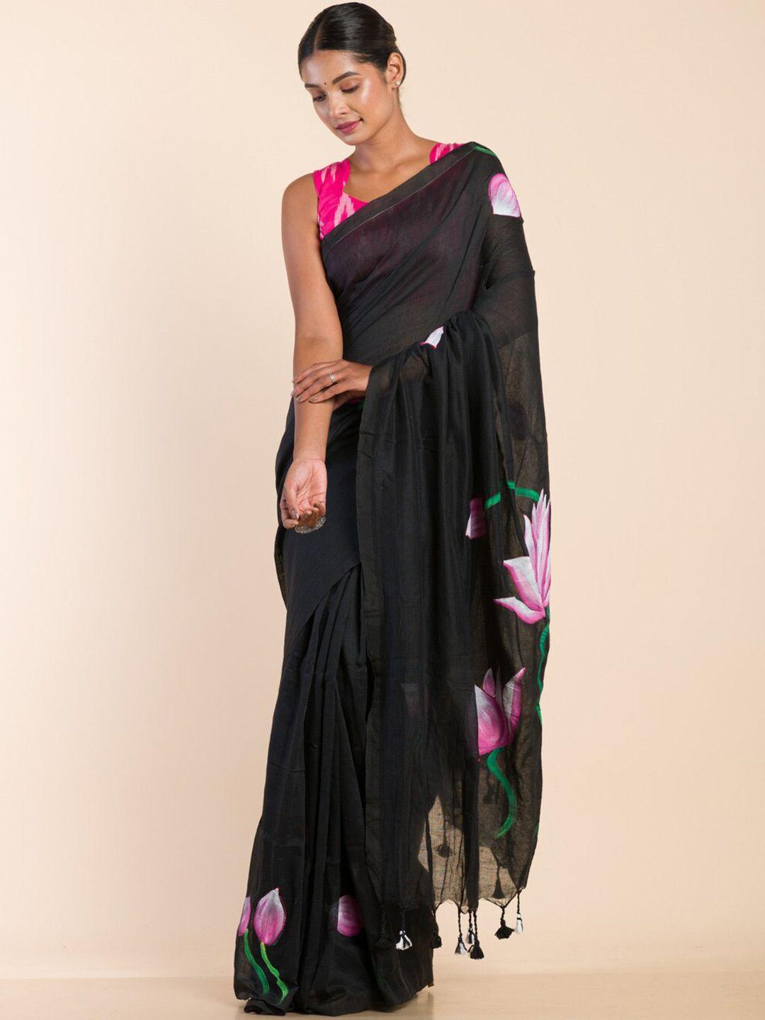 here&now floral pure cotton khadi saree