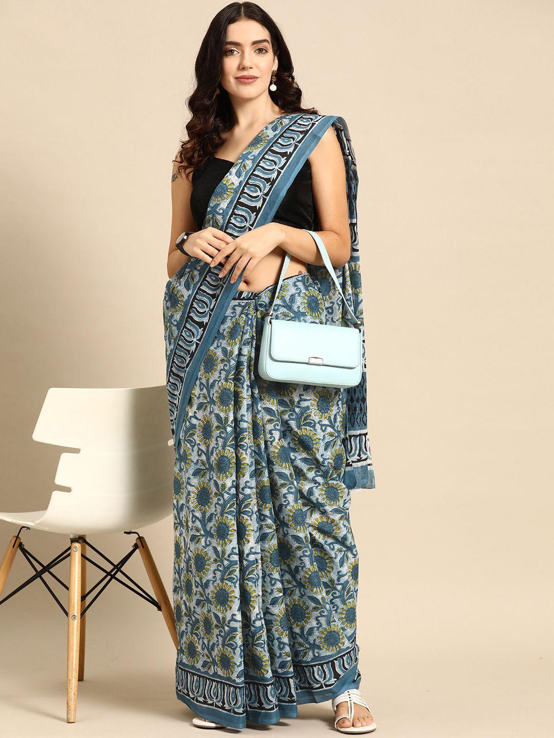 here&now floral pure cotton saree