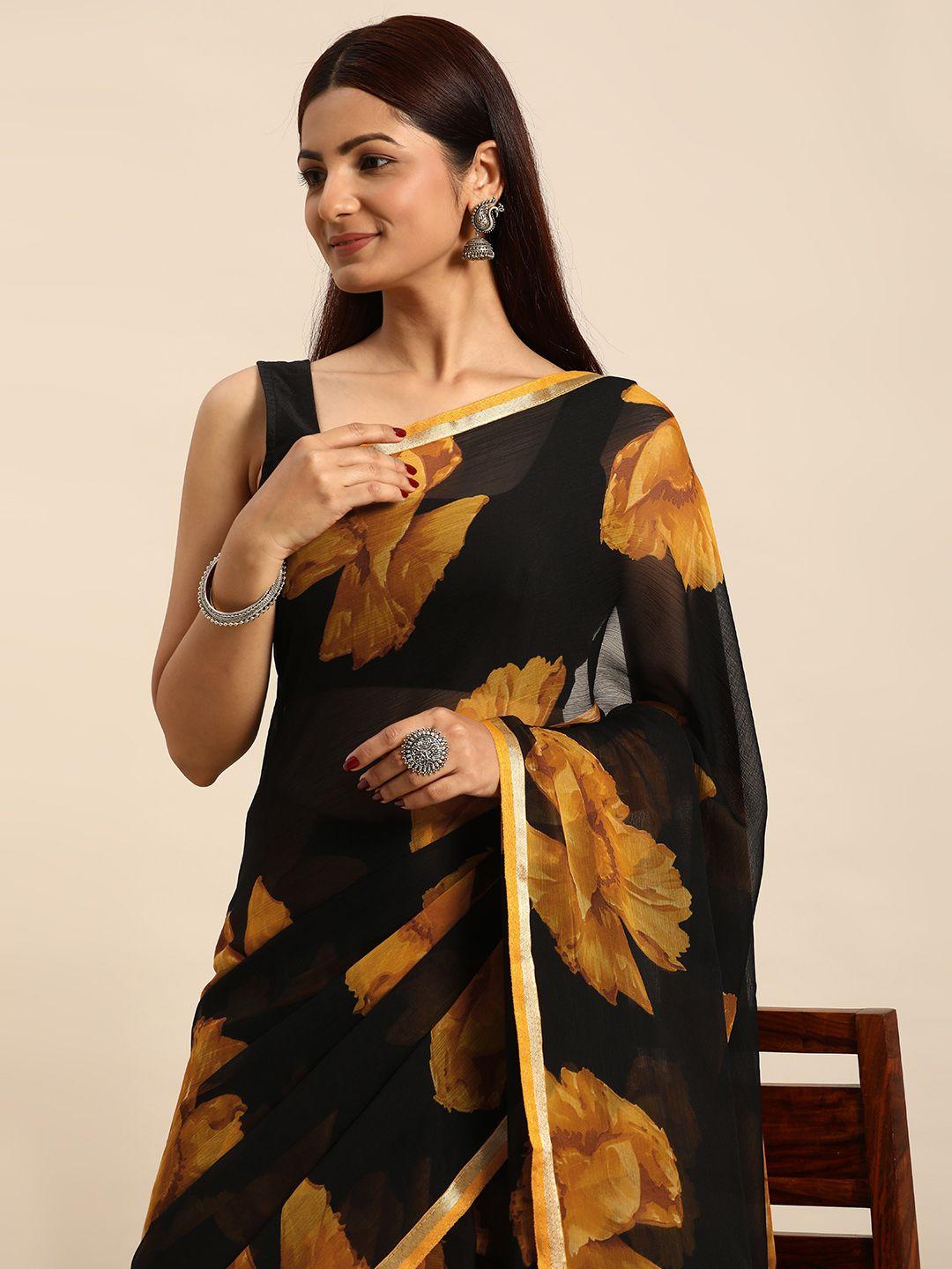 here&now floral pure georgette bandhani saree