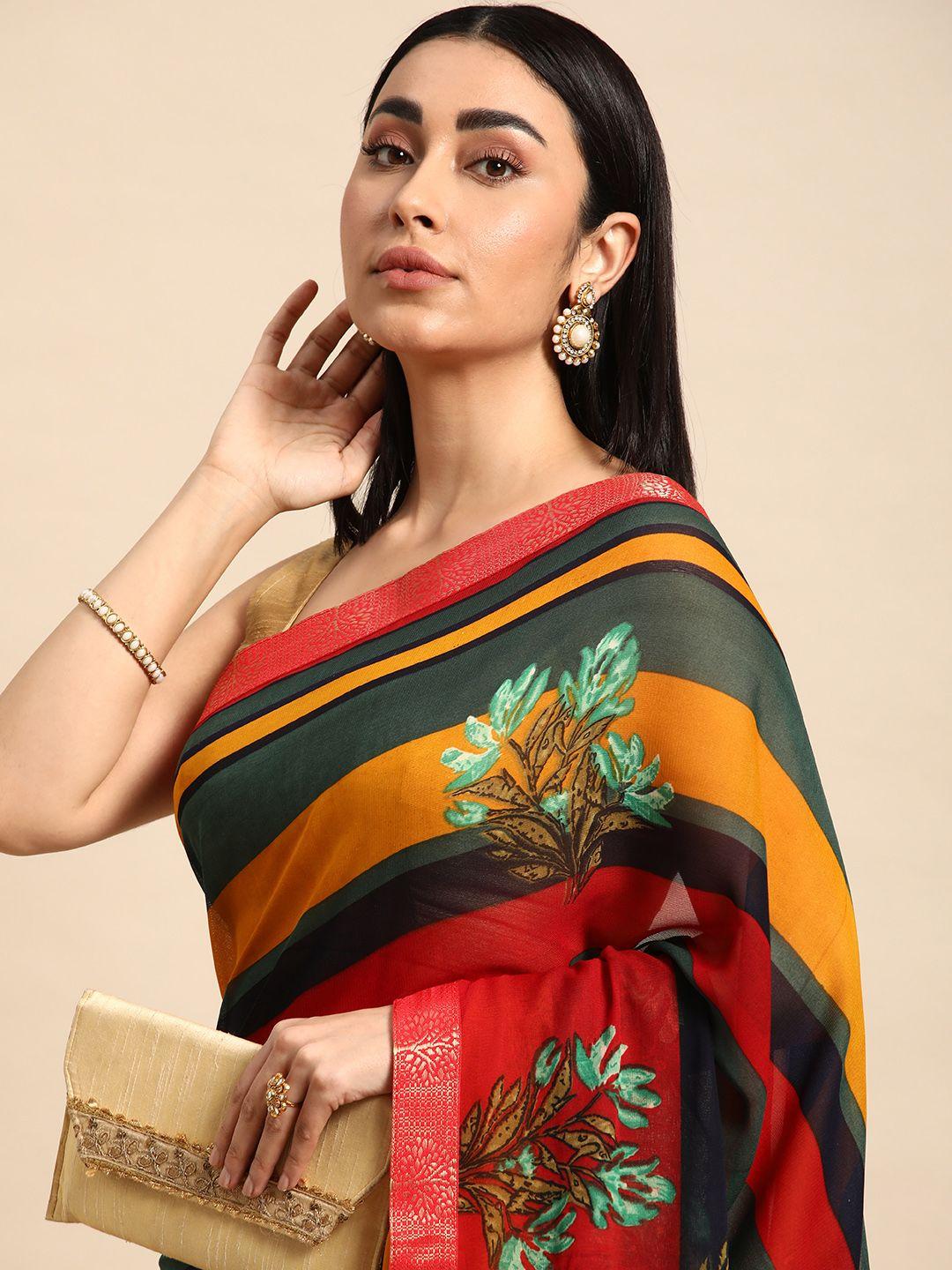 here&now floral pure georgette saree