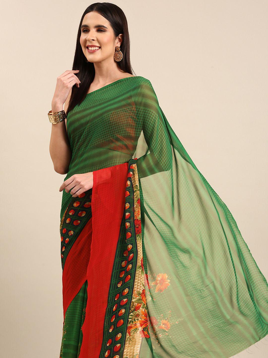 here&now floral pure georgette saree