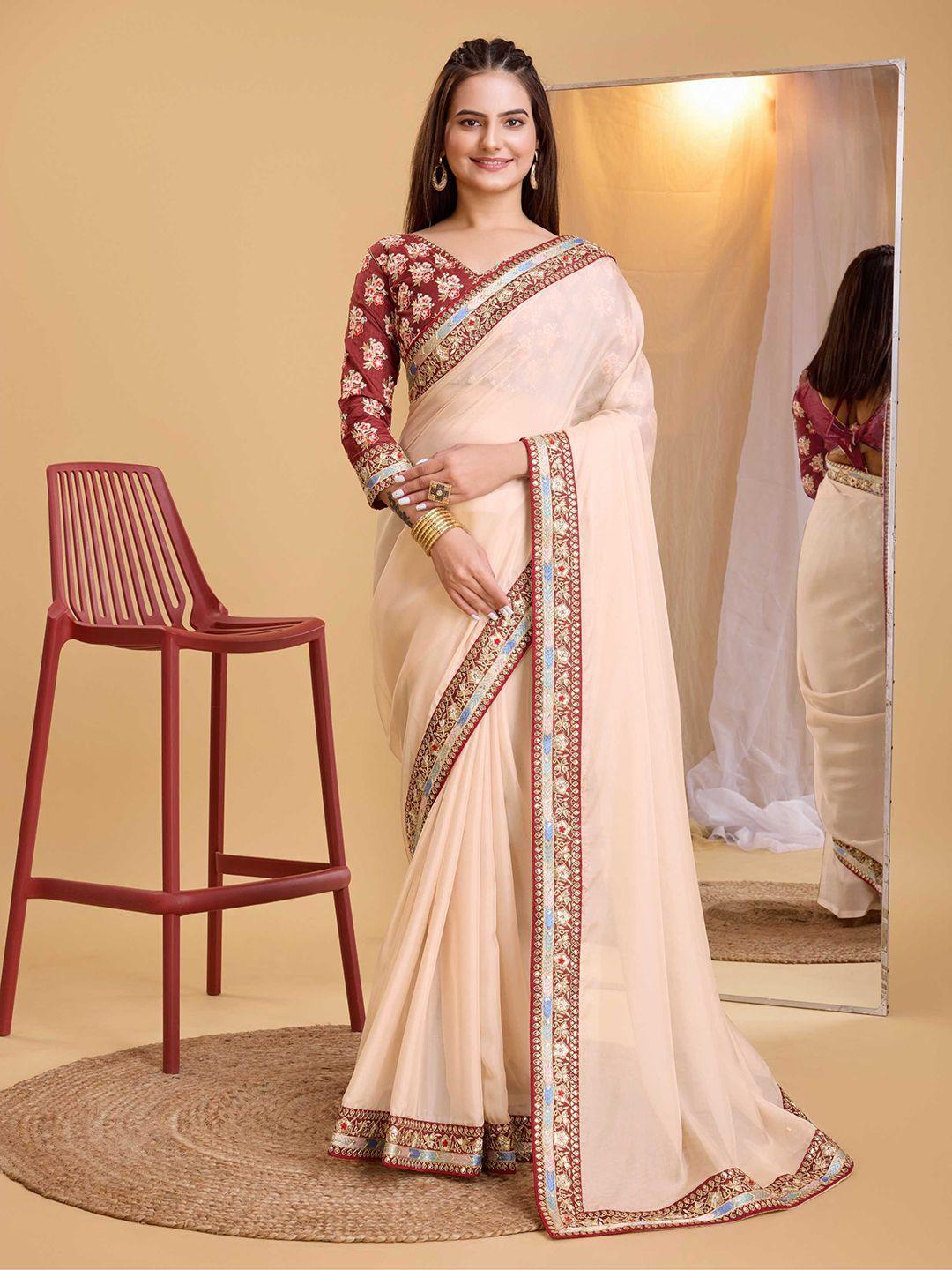 here&now floral sequinned organza saree