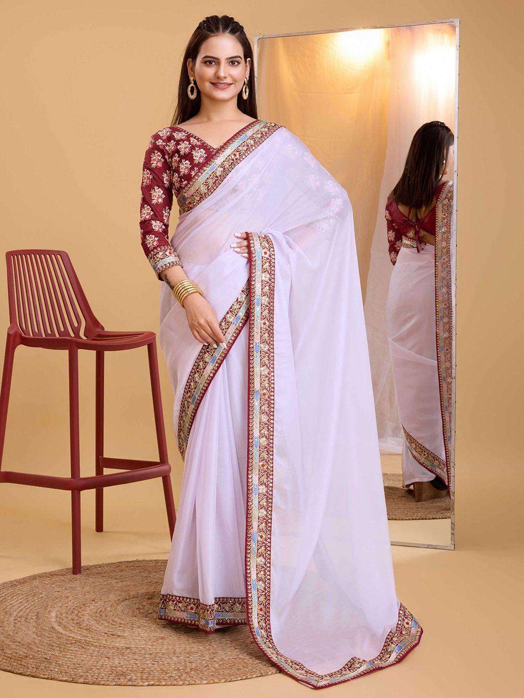 here&now floral sequinned organza saree