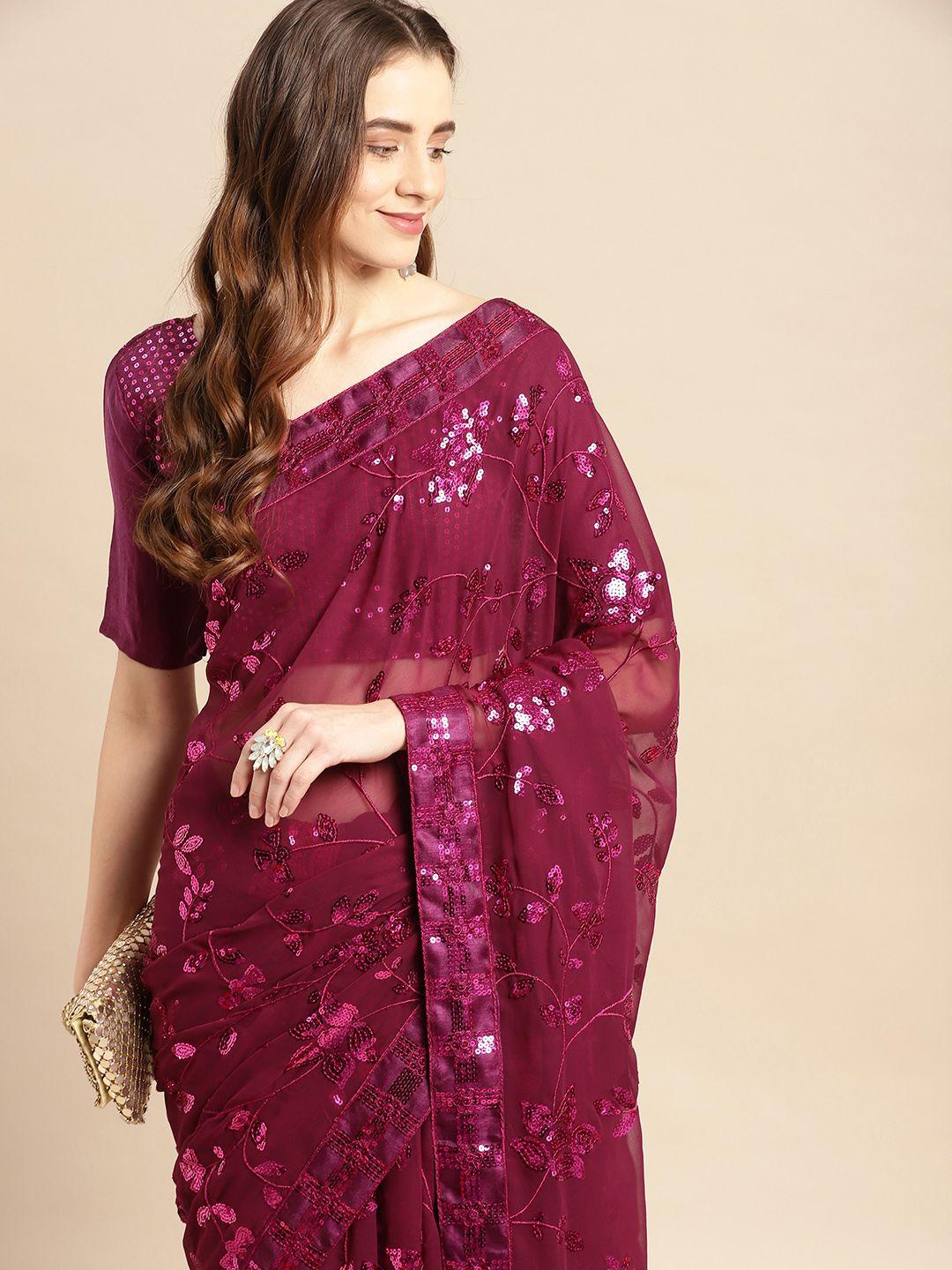 here&now floral sequinned saree