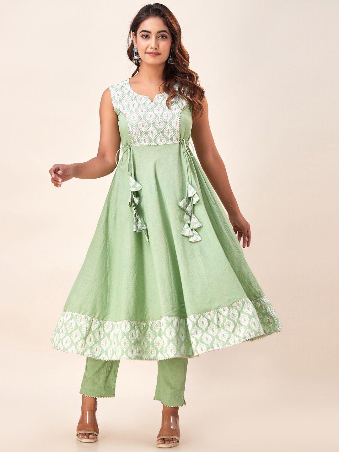 here&now floral yoke design gotta patti cotton anarkali kurta