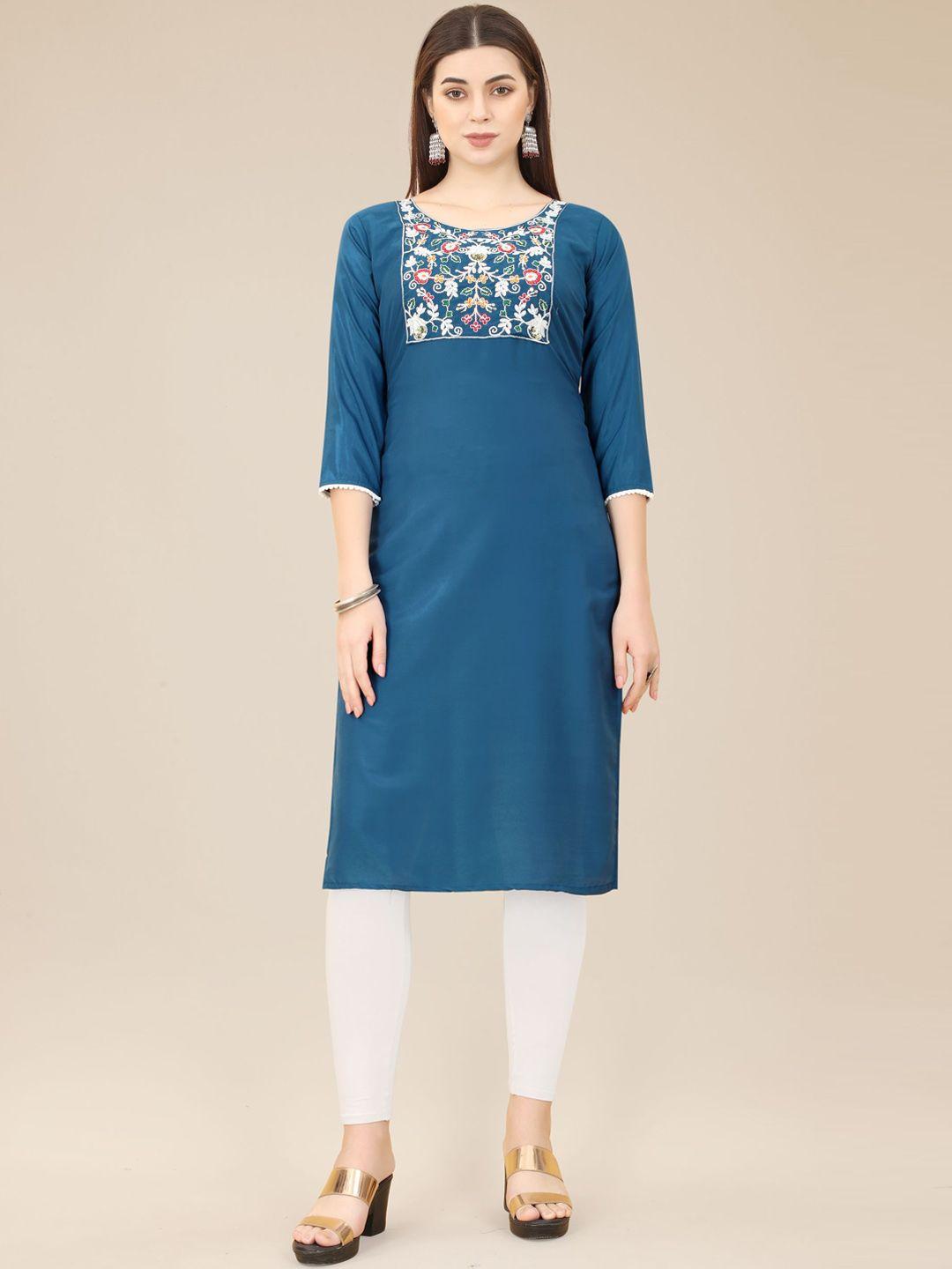 here&now floral yoke design thread work kurta