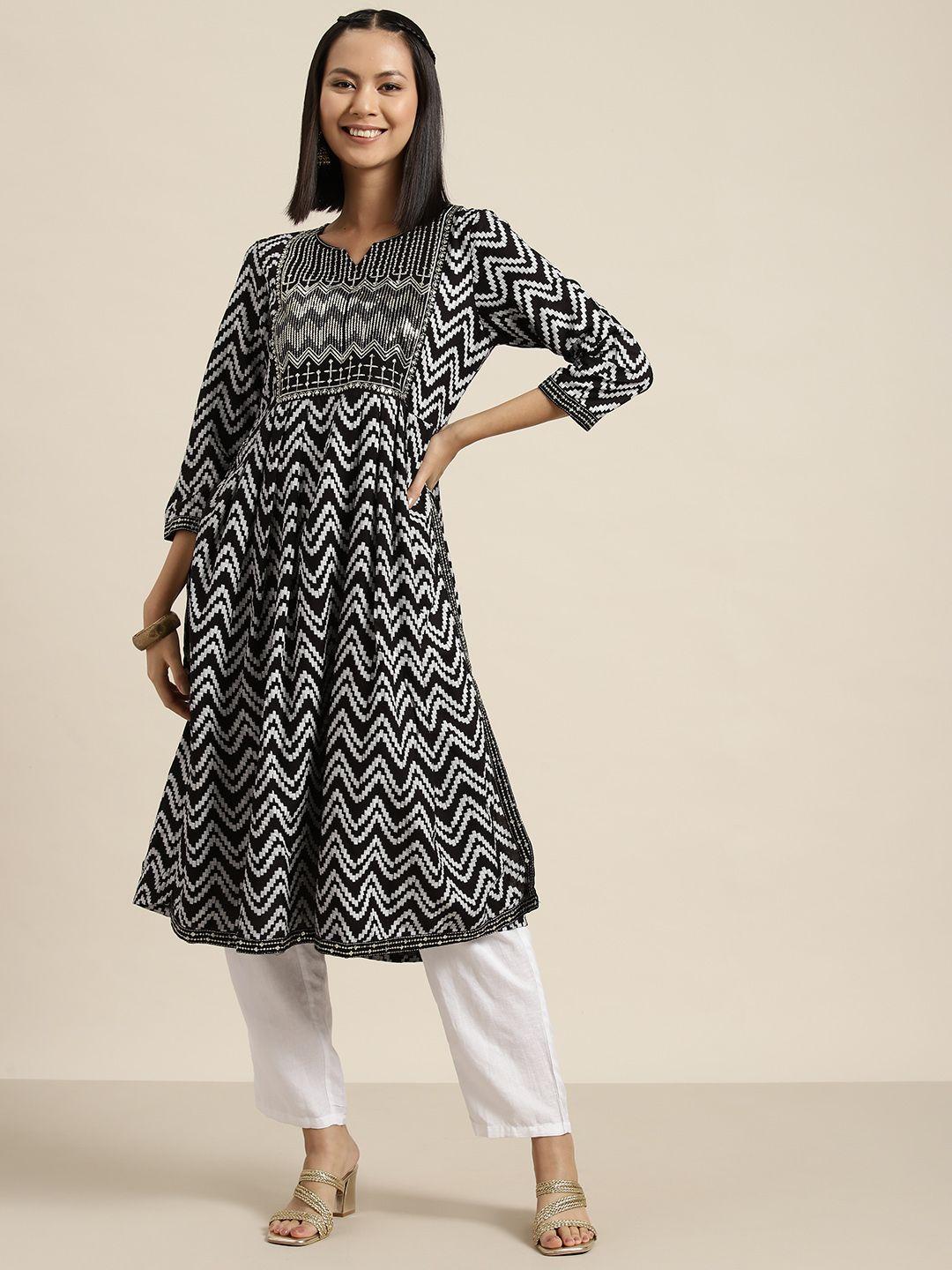 here&now geometric print sequinned kurta