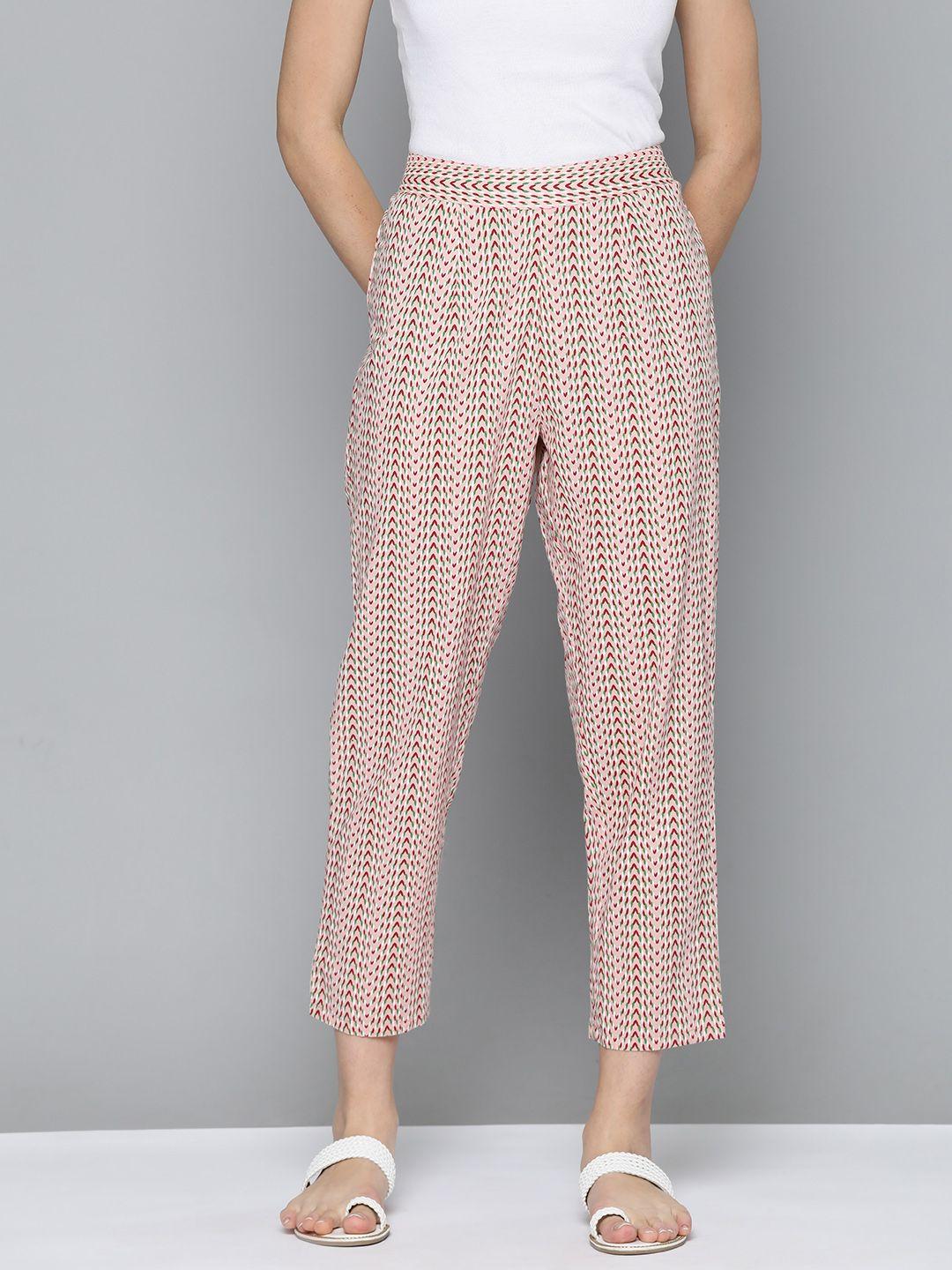 here&now geometric printed pure cotton trousers