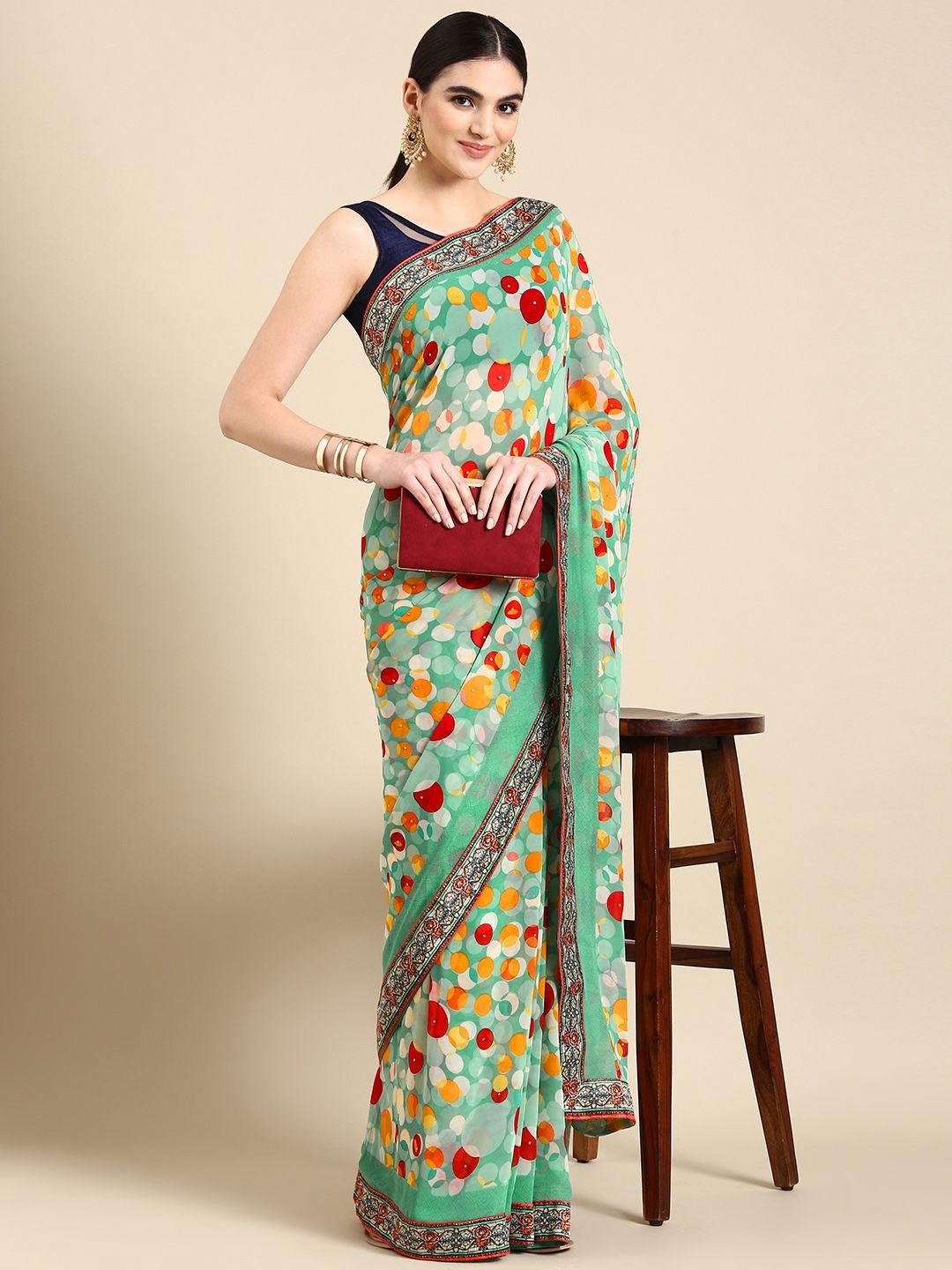 here&now geometric printed pure georgette saree