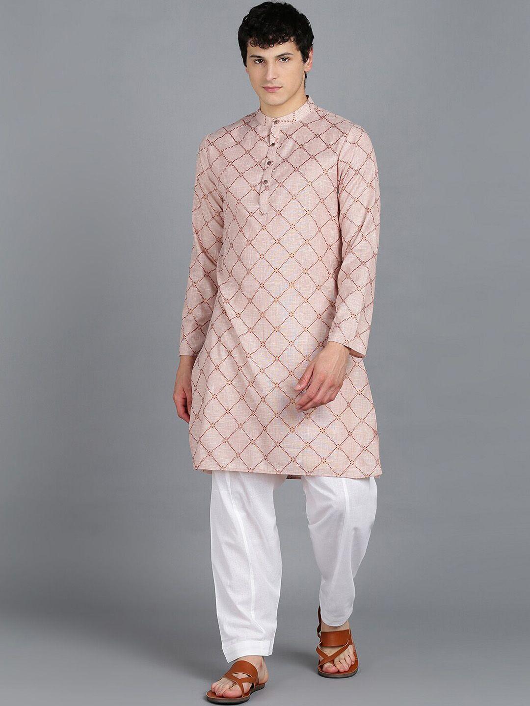 here&now geometric printed regular kurta with pyjamas