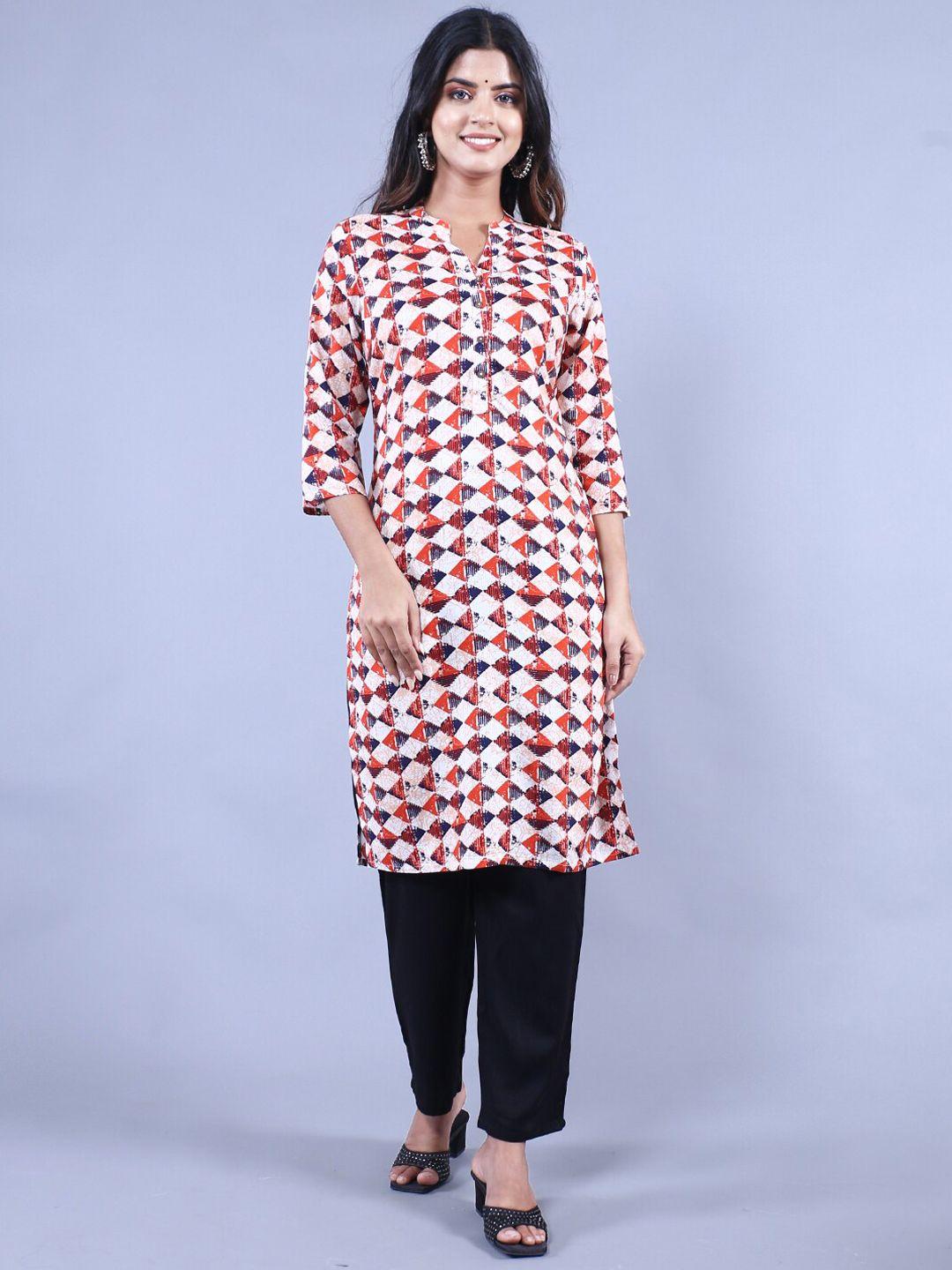 here&now geometric printed straight regular kurta