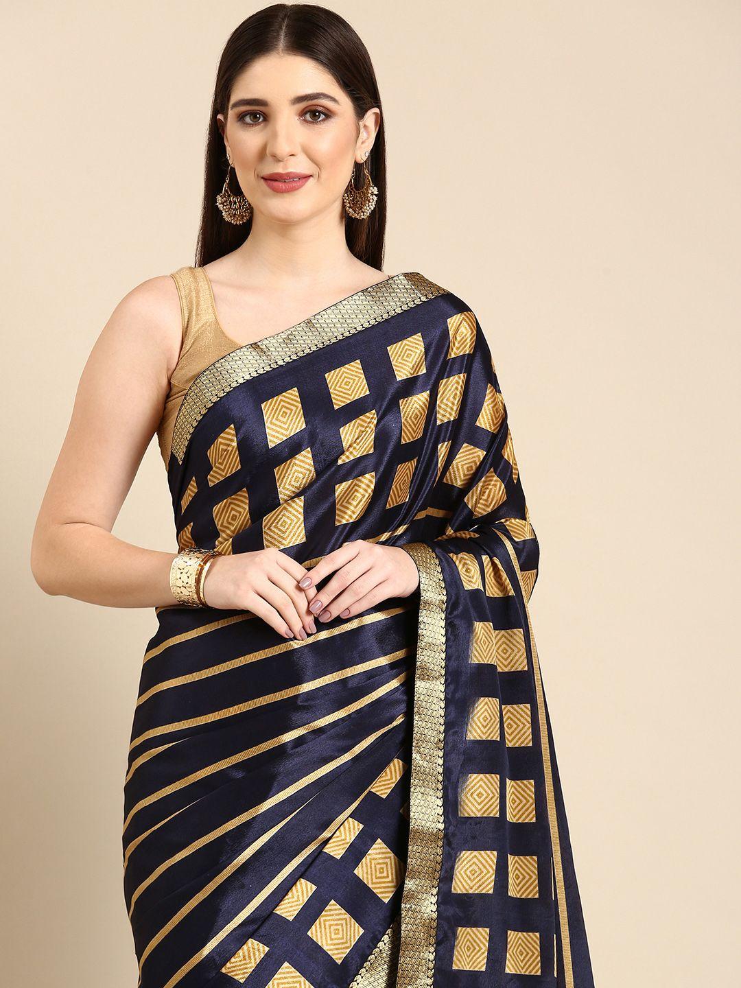 here&now geometric printed zari saree