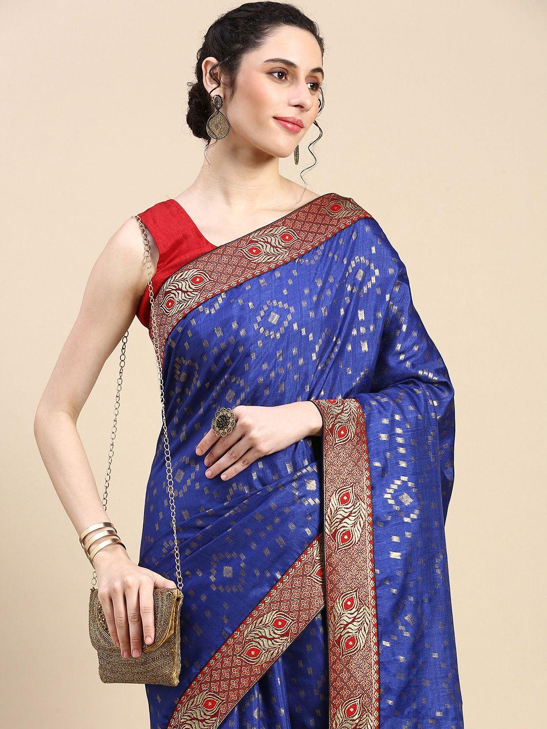 here&now geometric printed zari saree