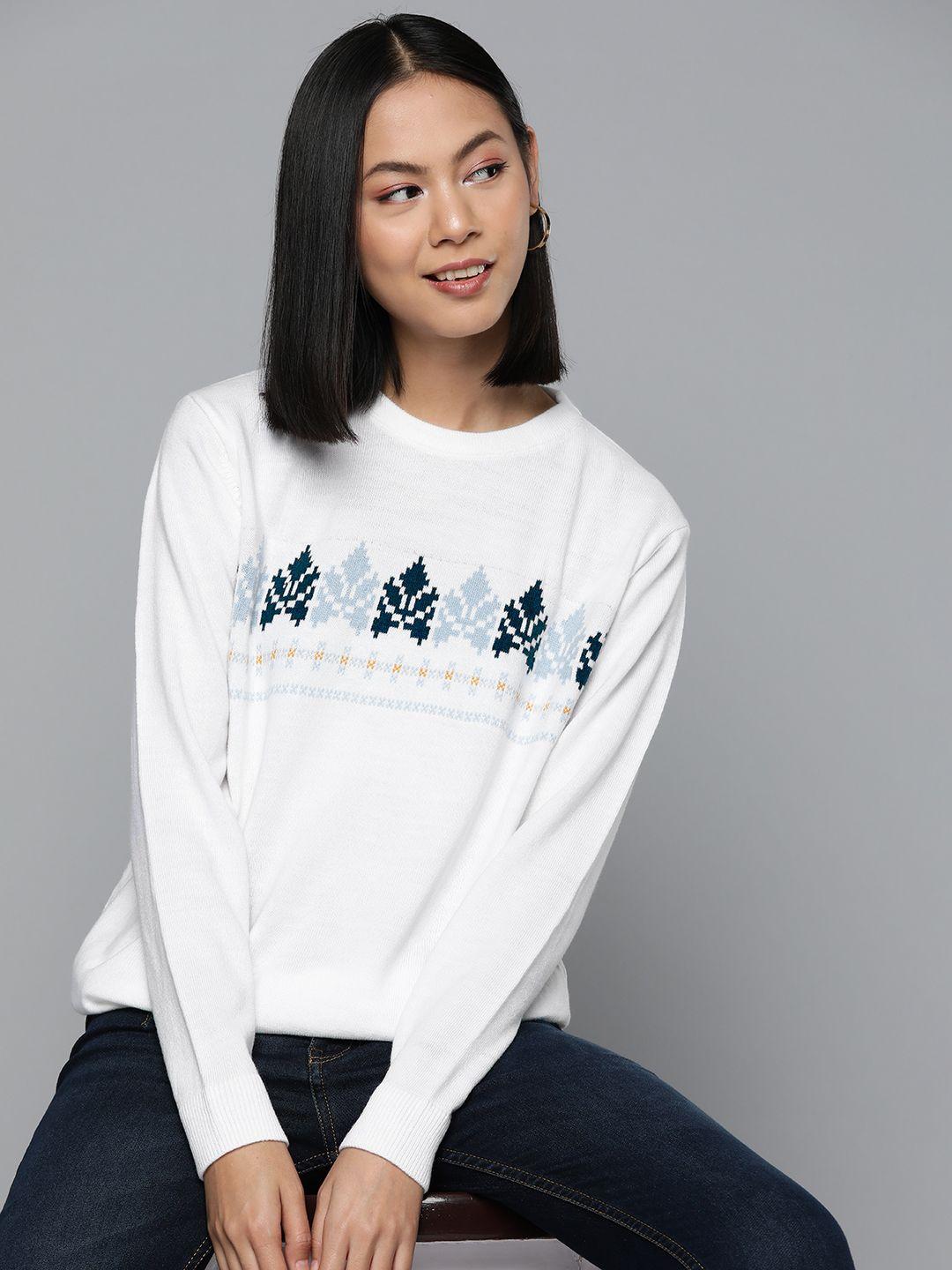 here&now geometric self design acrylic pullover