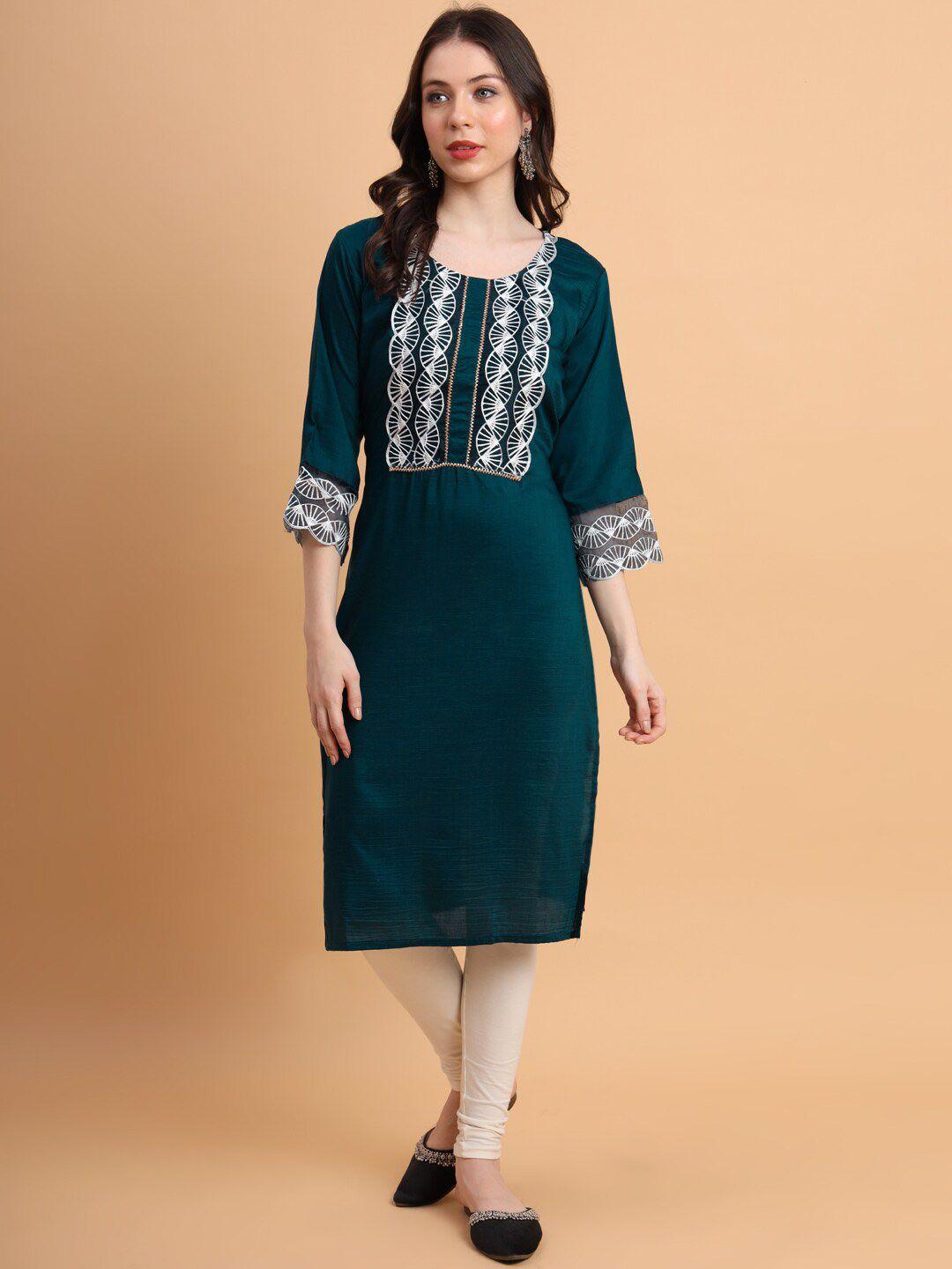 here&now geometric yoke design flared sleeves kurta