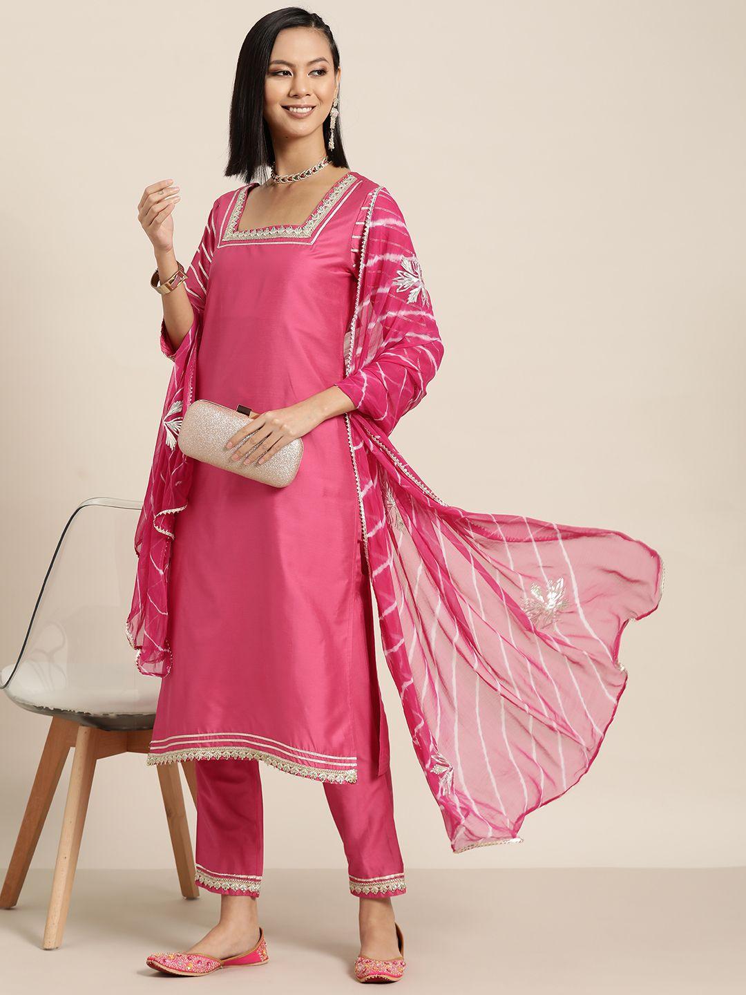 here&now gotta patti kurta with trousers & dupatta