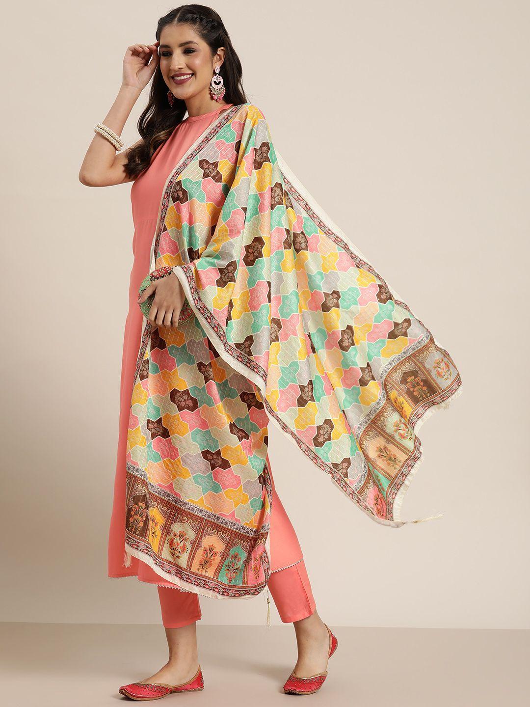 here&now gotta patti kurta with trousers & printed dupatta