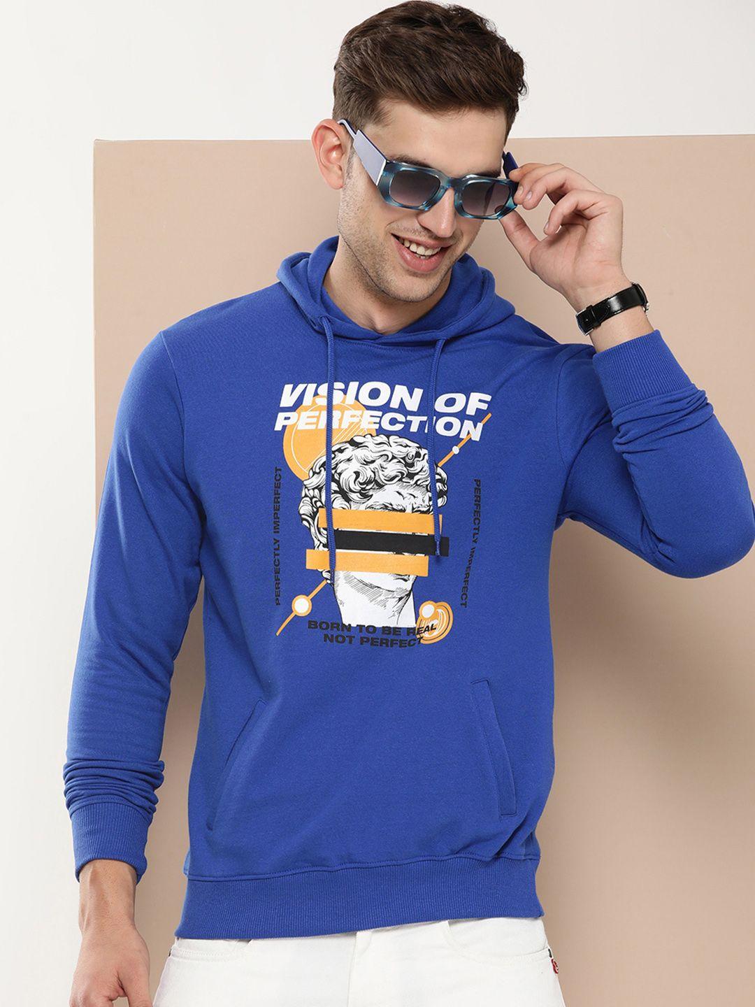 here&now graphic printed hooded cotton sweatshirt