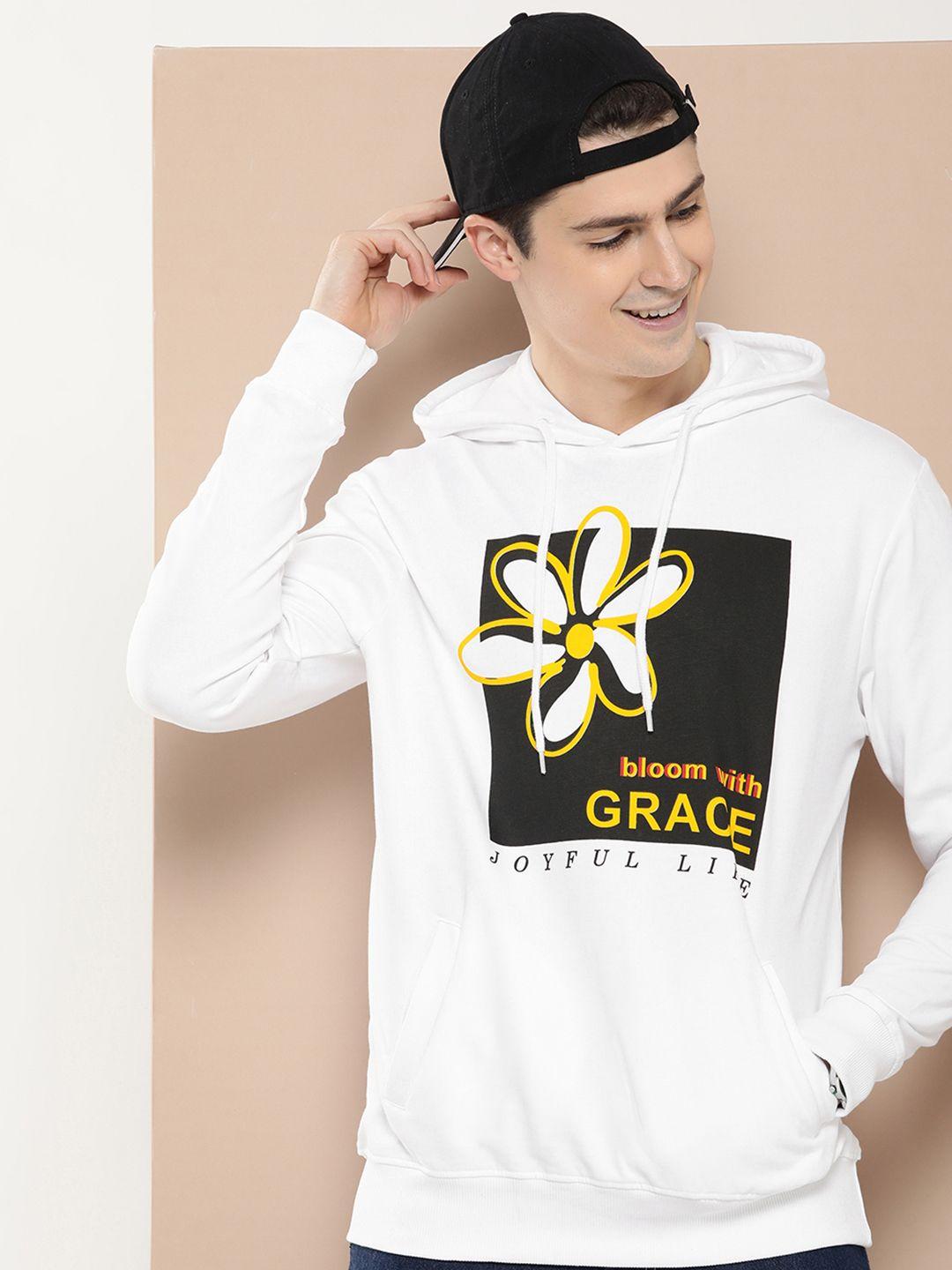 here&now graphic printed hooded cotton sweatshirt