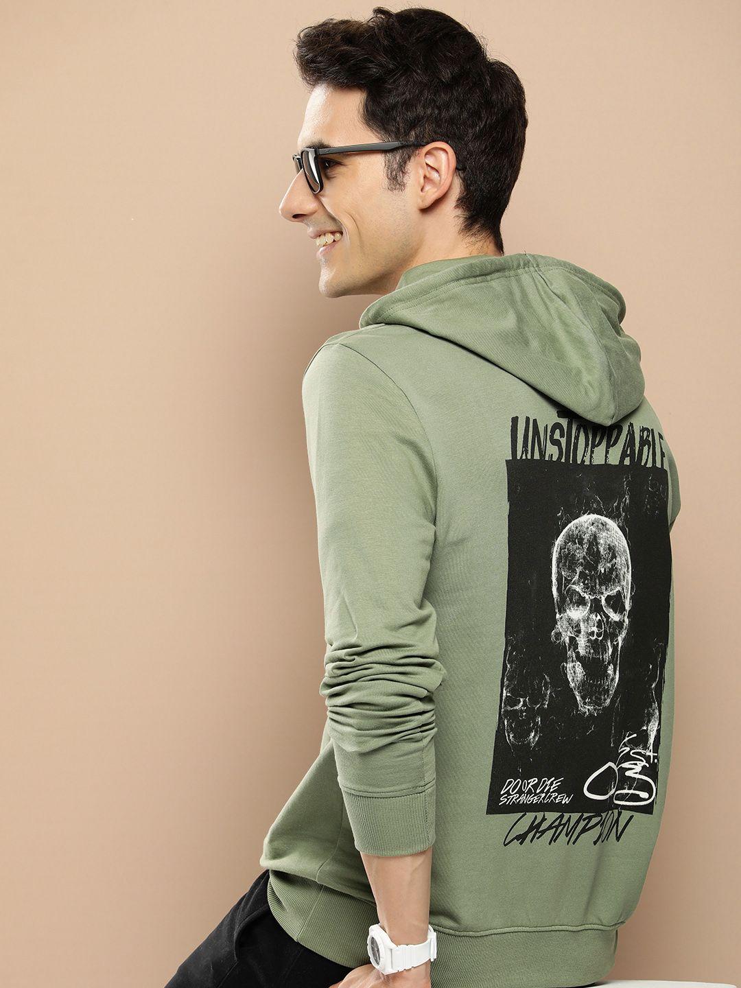 here&now graphic printed pure cotton hooded sweatshirt