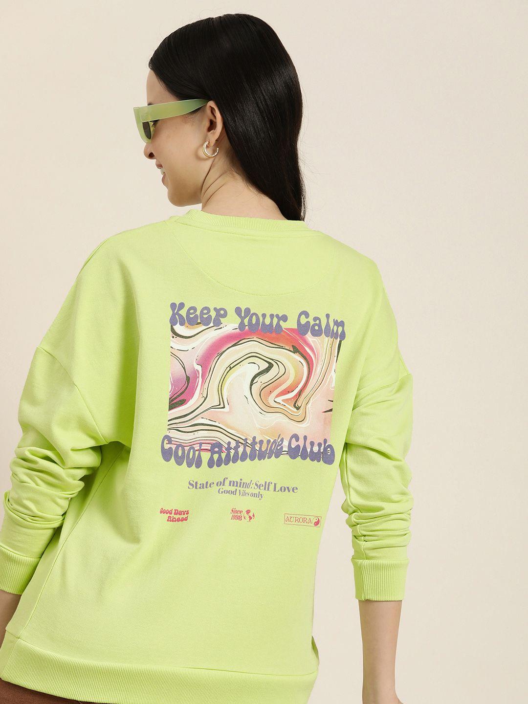 here&now graphic printed pure cotton pullover sweatshirt