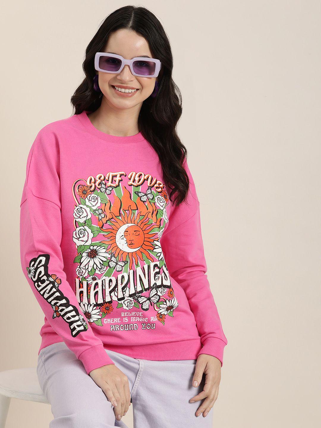 here&now graphic printed pure cotton sweatshirt