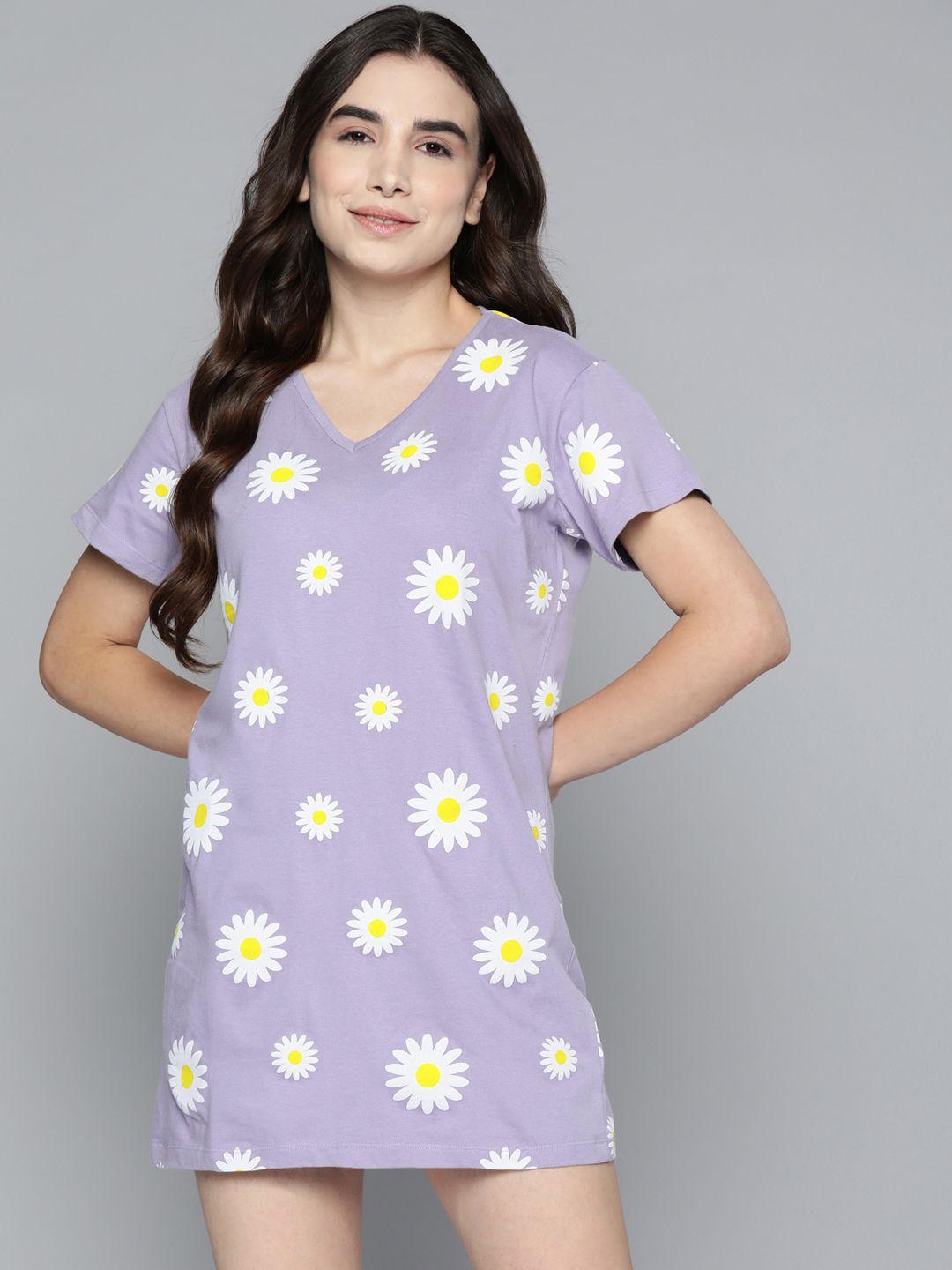 here&now lavender & white floral print nightdress