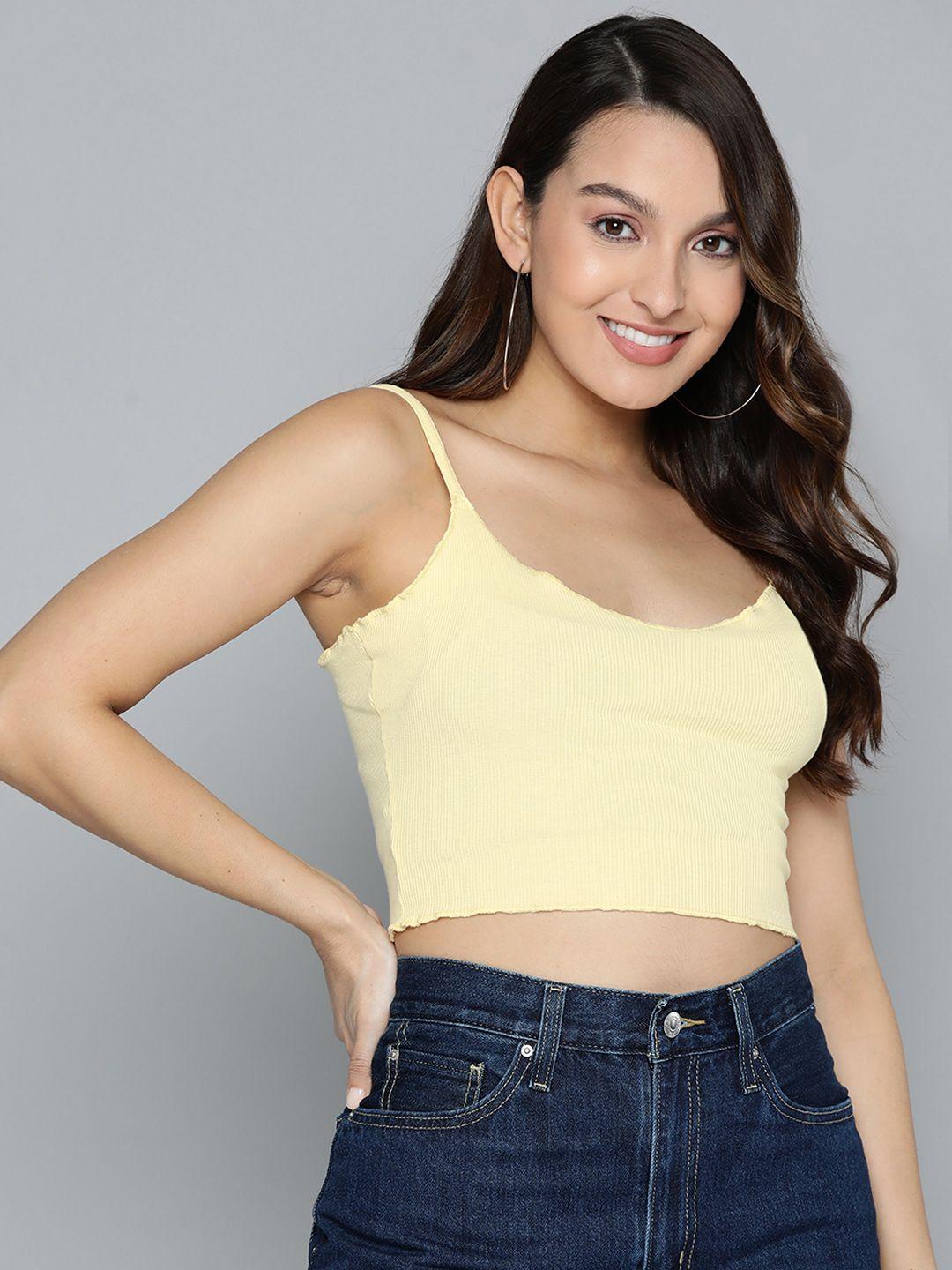 here&now lettuce edge fitted crop top