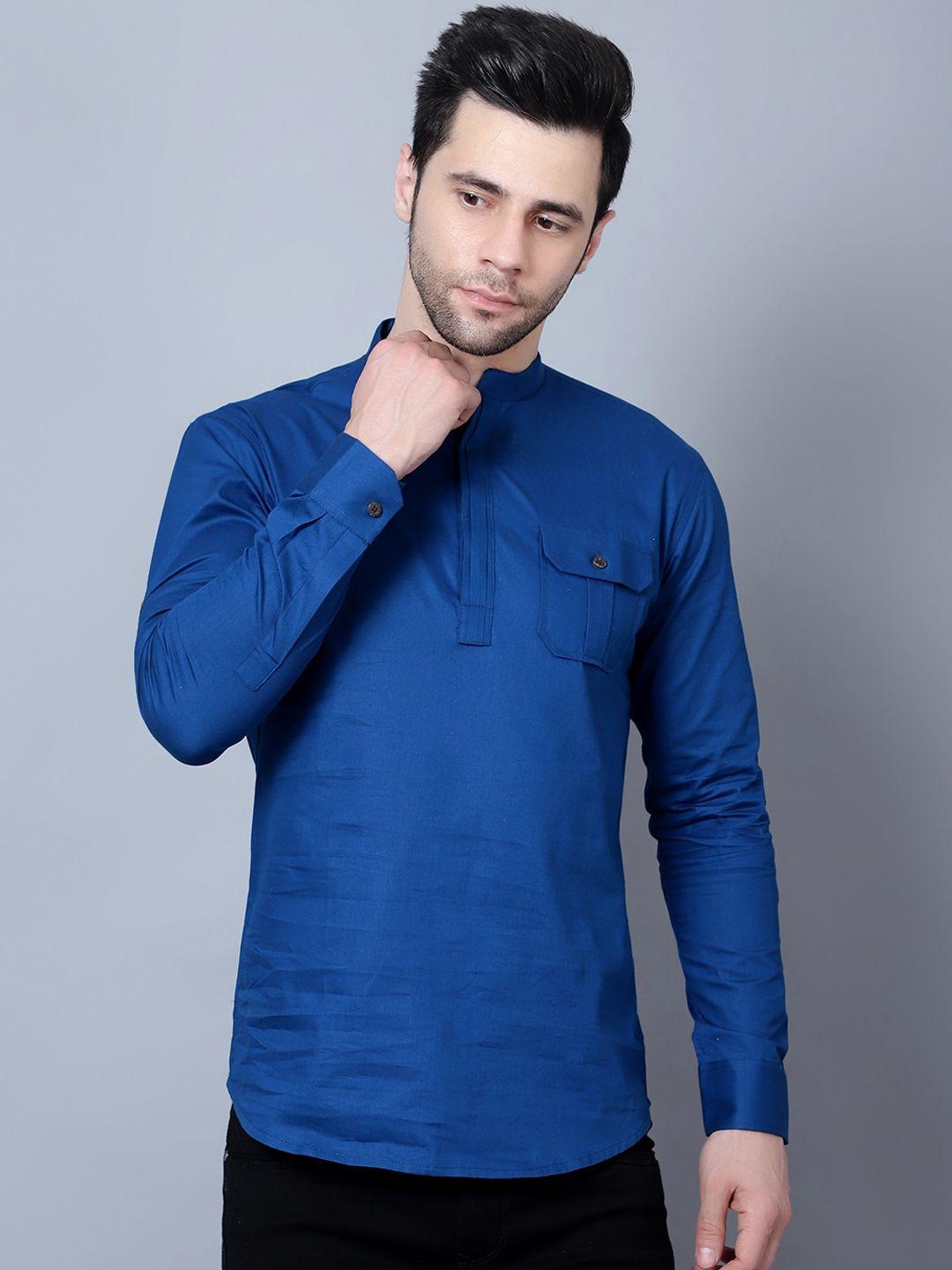 here&now mandarin collar roll up sleeves pure cotton pathani short kurta