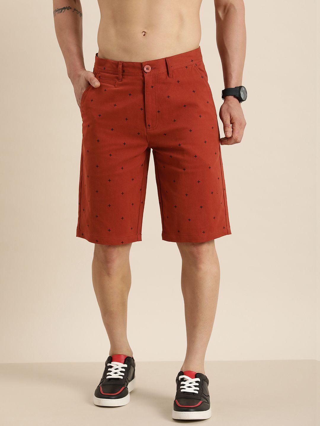 here&now men abstract printed slim fit shorts