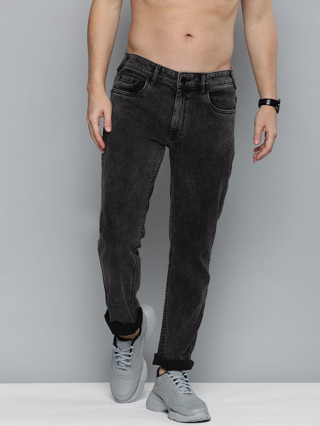 here&now men black slim fit light fade stretchable jeans