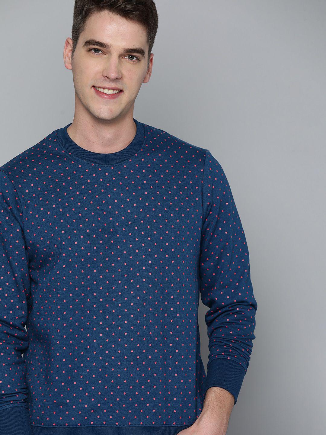 here&now men blue printed sweatshirt