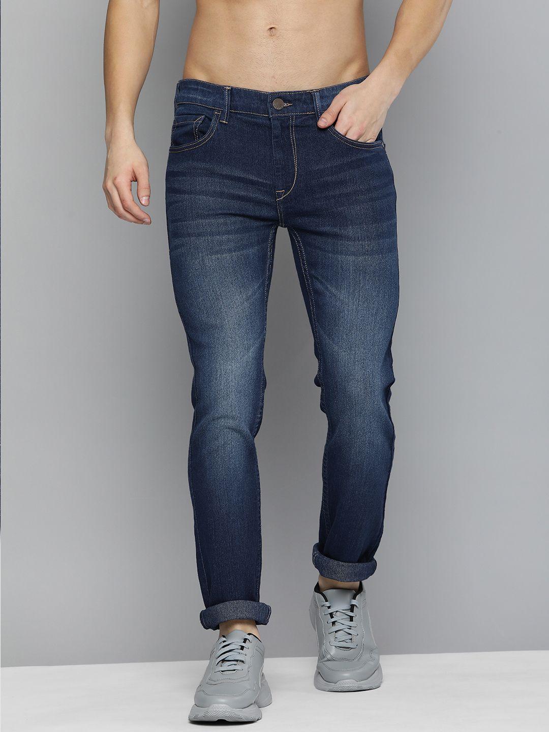 here&now men blue skinny fit light fade stretchable jeans