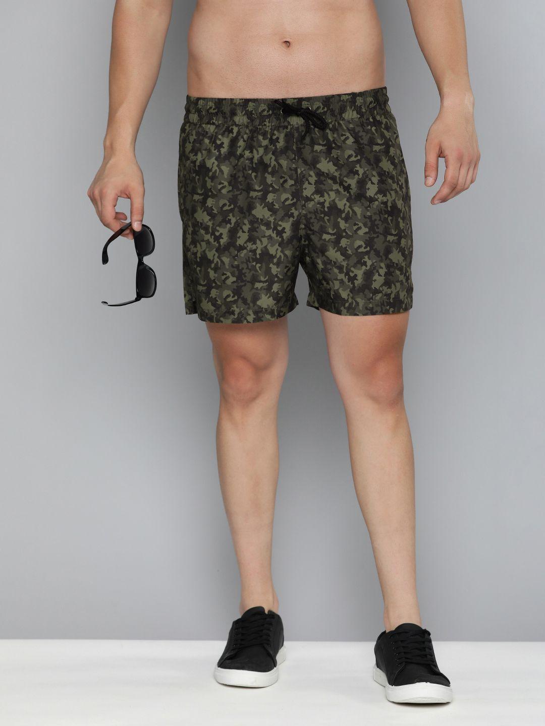 here&now men camouflage printed shorts