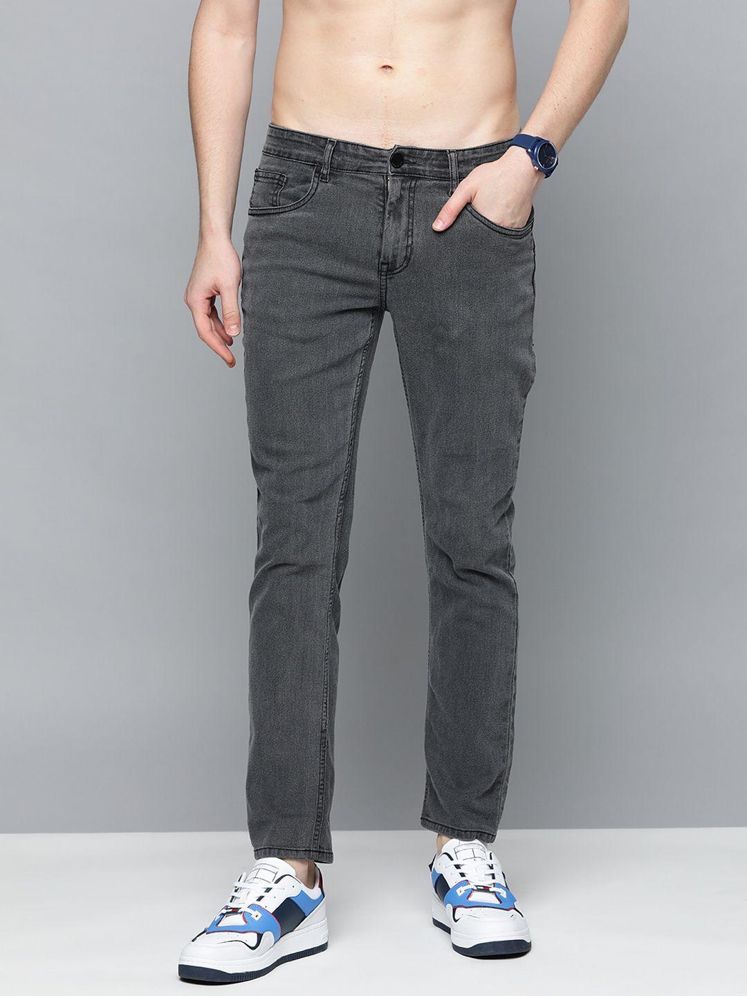 here&now men charcoal grey stretchable jeans