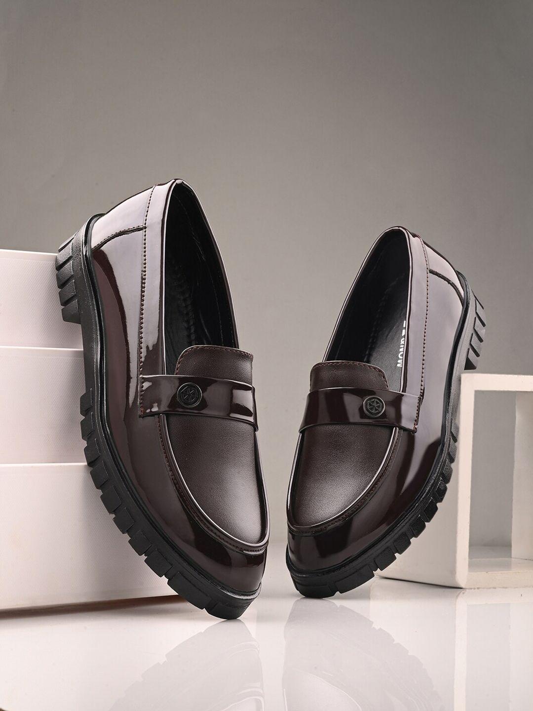 here&now men coffee brown formal penny loafers