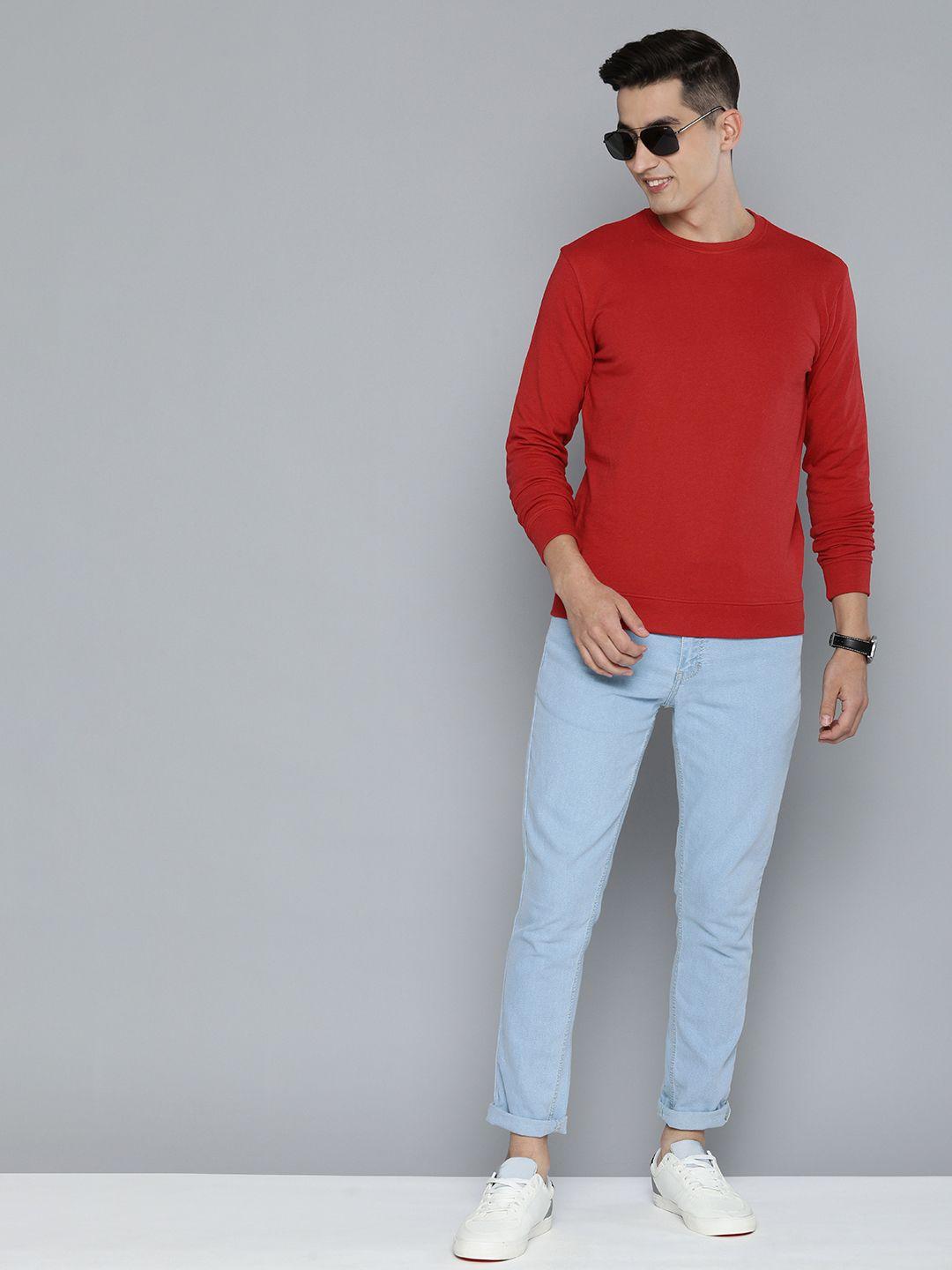 here&now men cotton solid sweatshirt