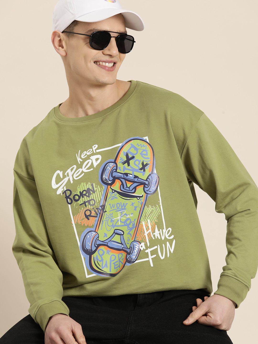 here&now men graphic printed relaxed fit sweatshirt